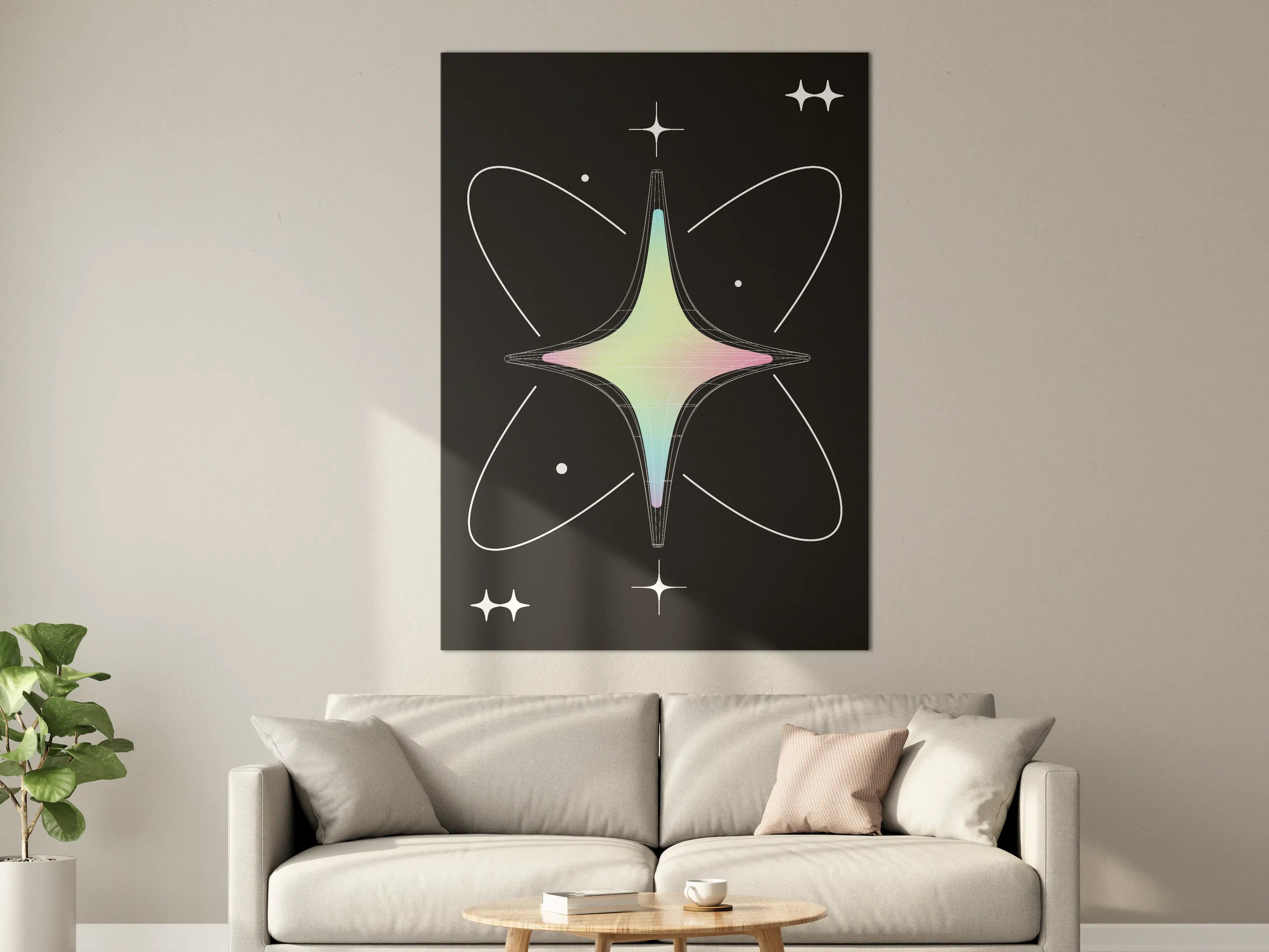 Große Wandbilder - Futuristisches Atommodell mit leuchtenden Farben