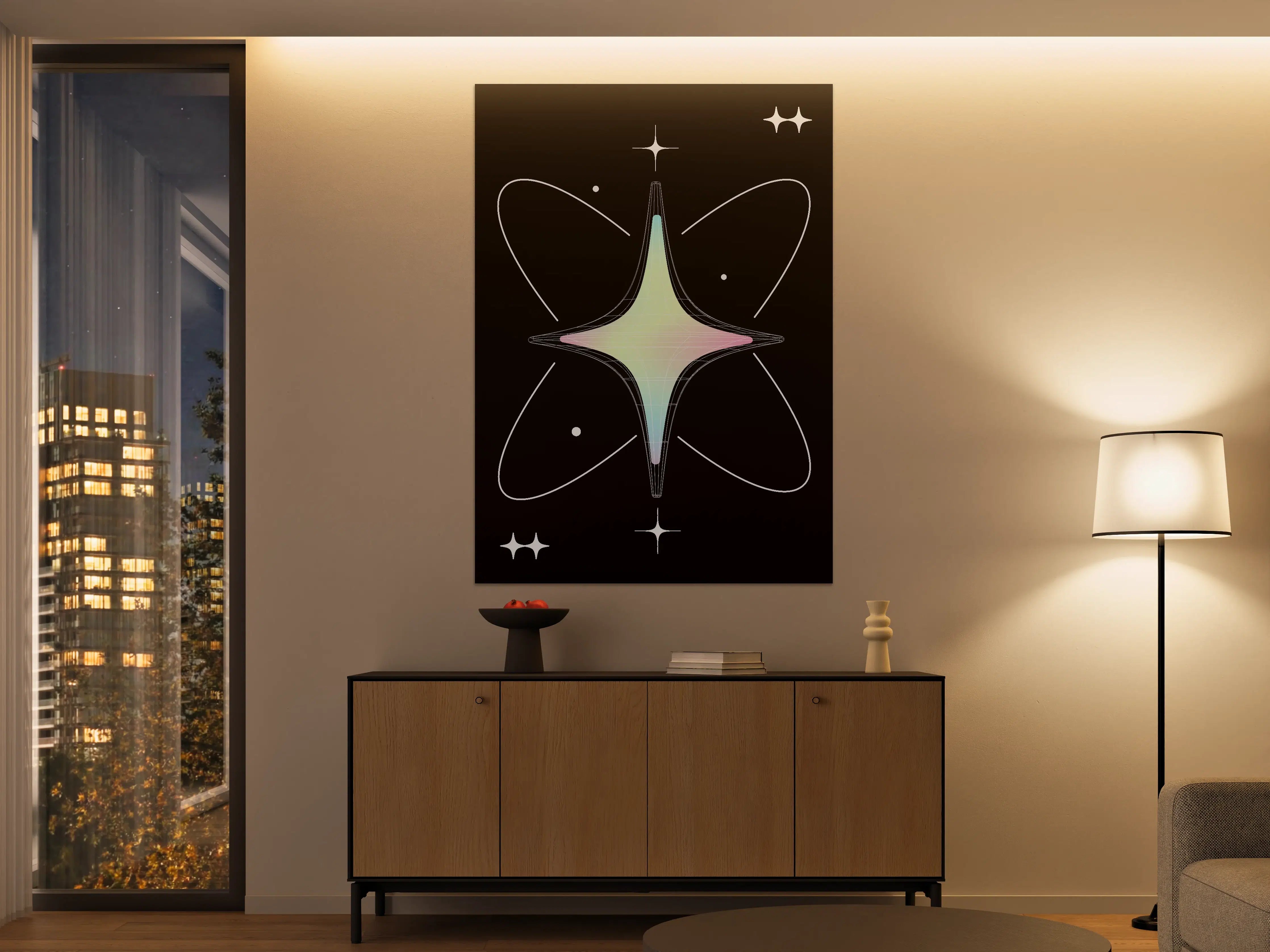 Große Wandbilder - Futuristisches Atommodell mit leuchtenden Farben