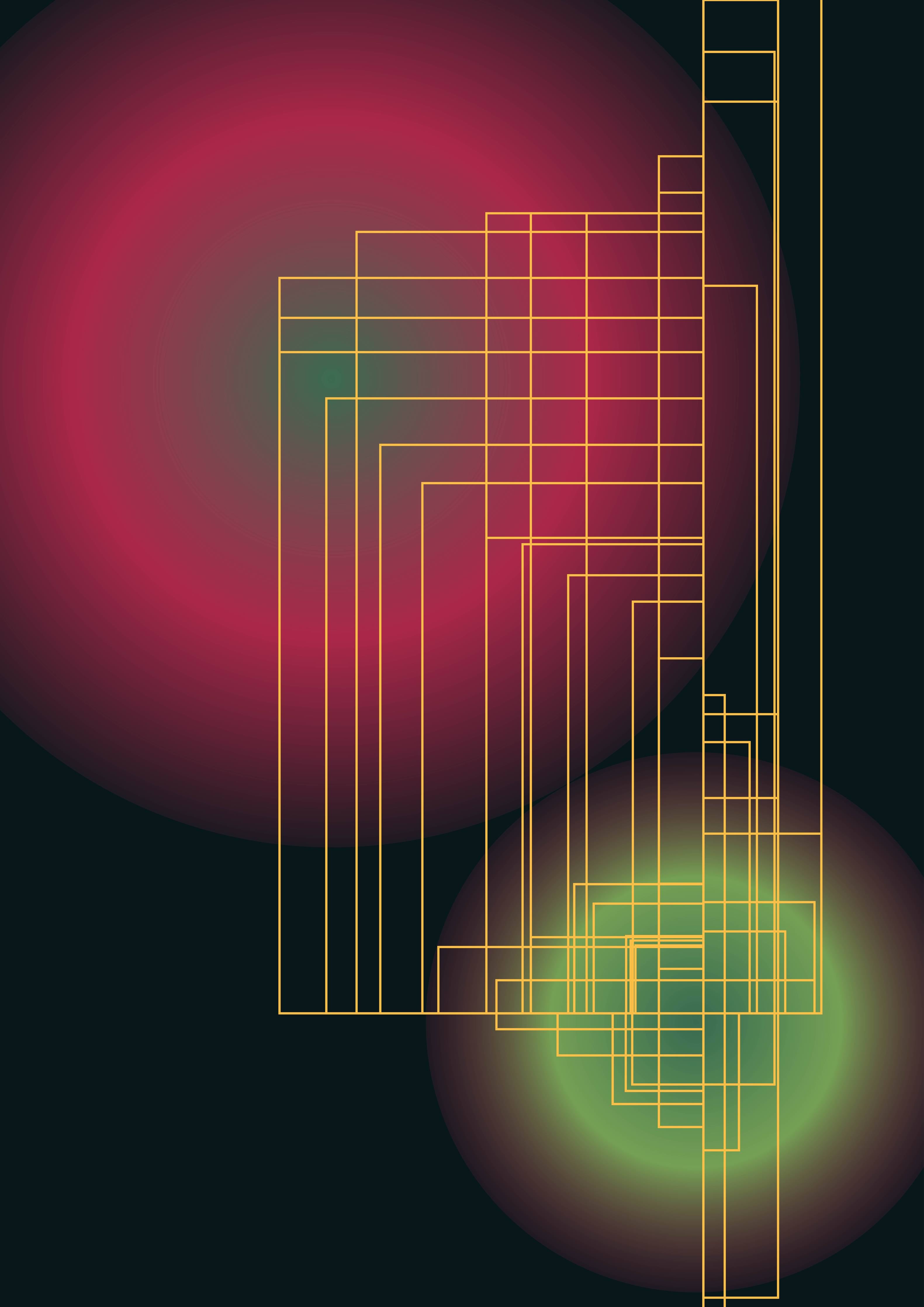 Große Wandbilder-Futuristisches geometrisches Design mit bunten Lichtakzenten