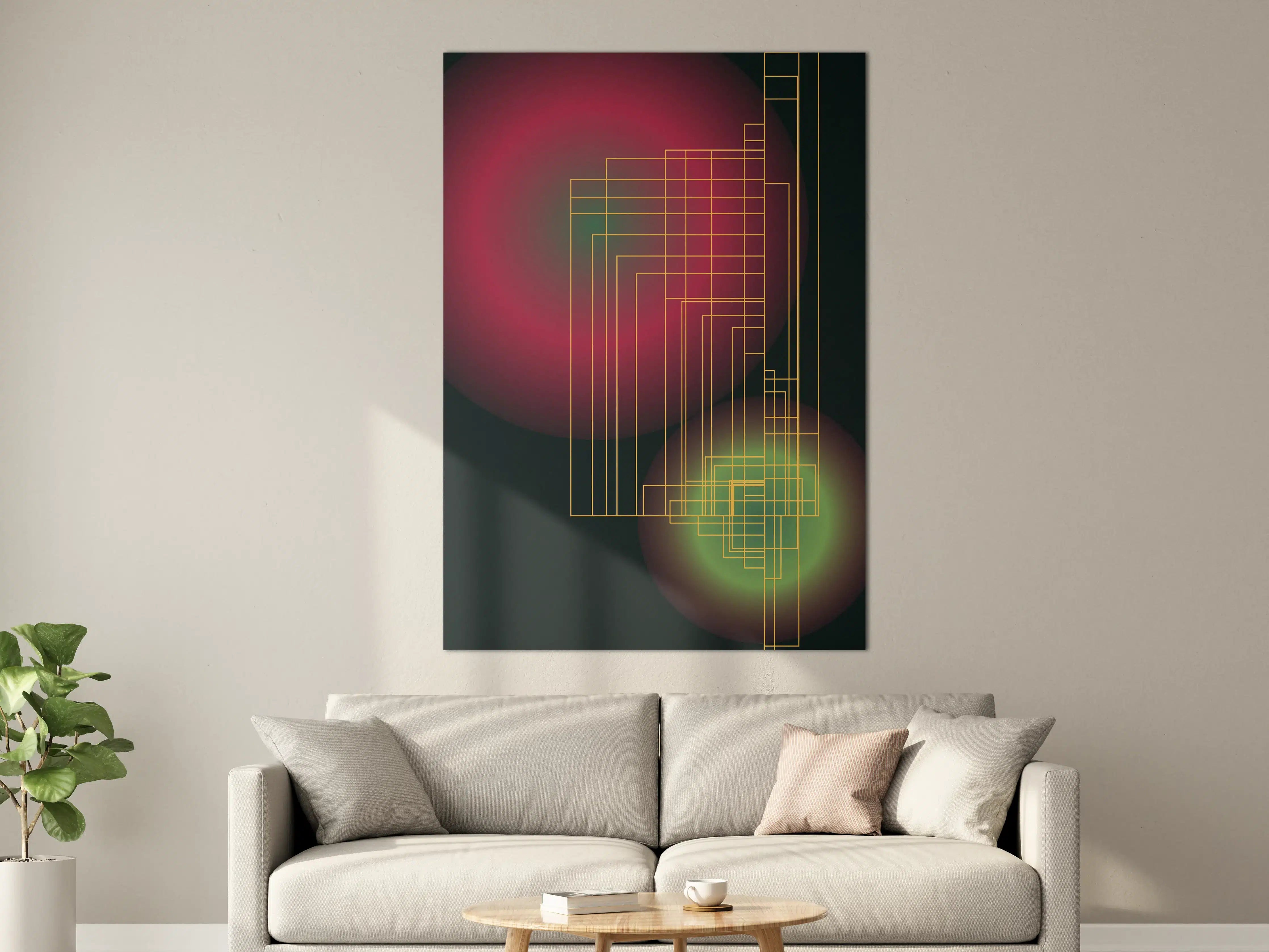 Große Wandbilder - Futuristisches geometrisches Design mit bunten Lichtakzenten