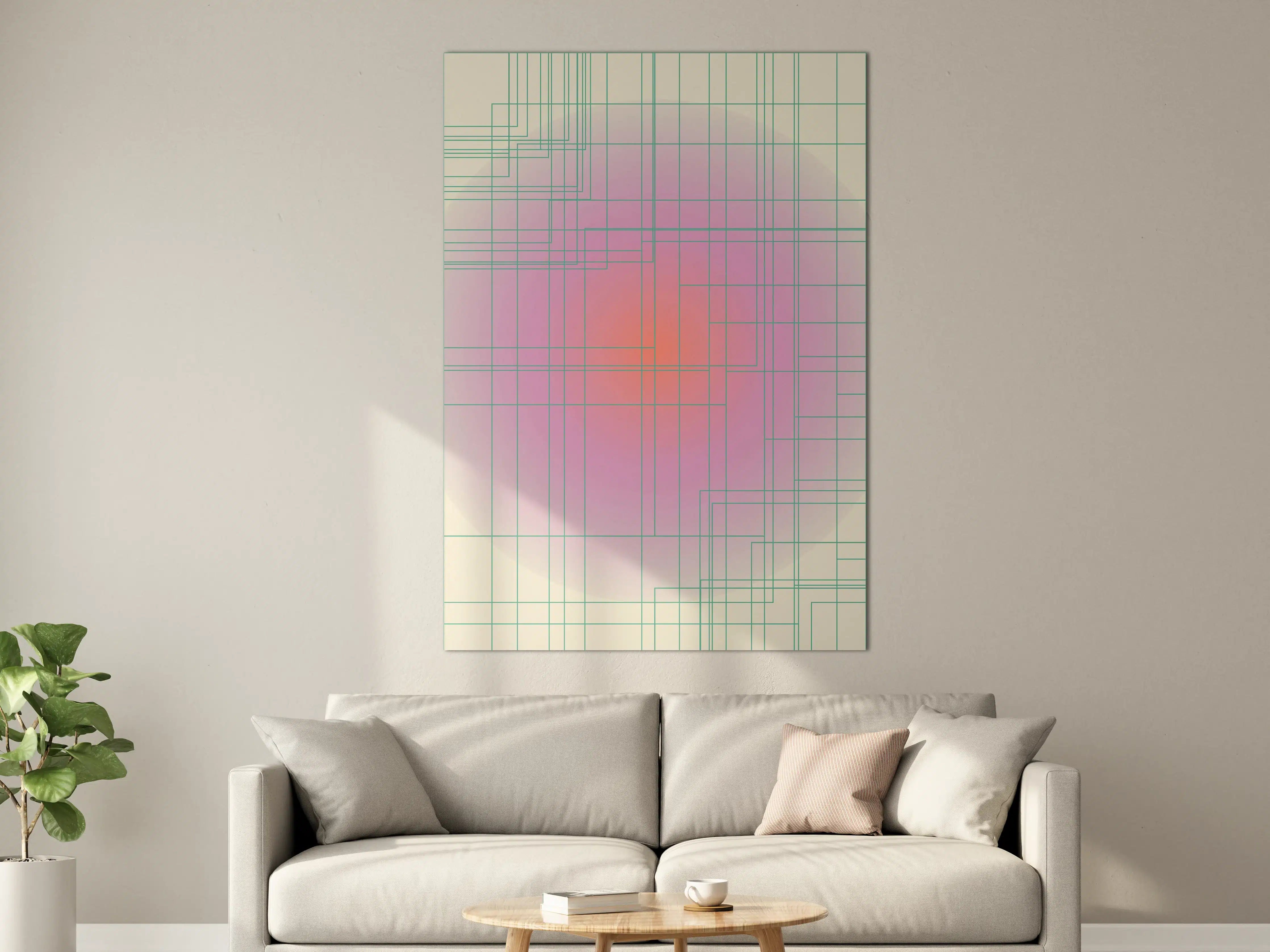 Große Wandbilder - Futuristisches geometrisches Kunstwerk in Pastellfarben