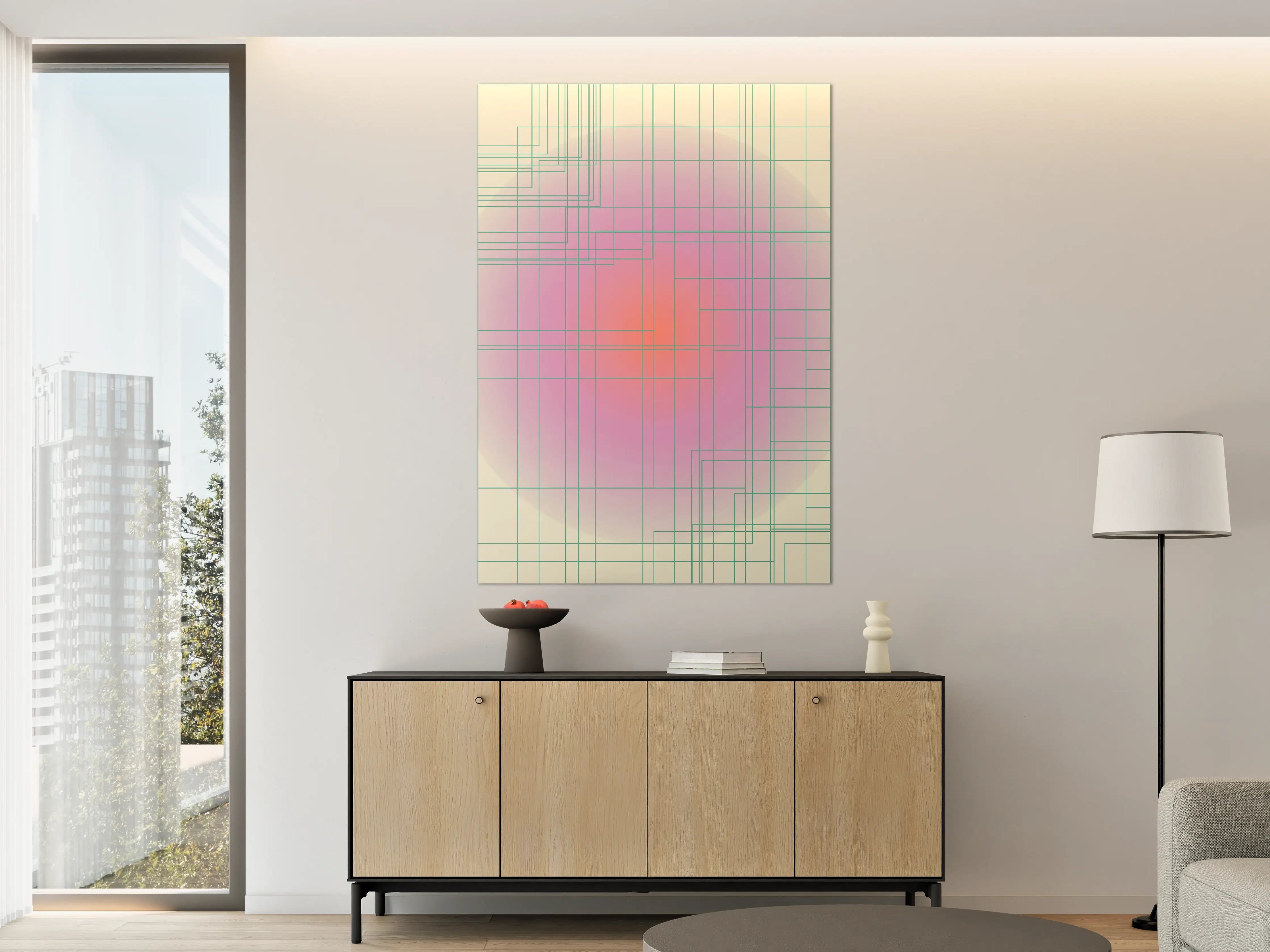 Große Wandbilder - Futuristisches geometrisches Kunstwerk in Pastellfarben
