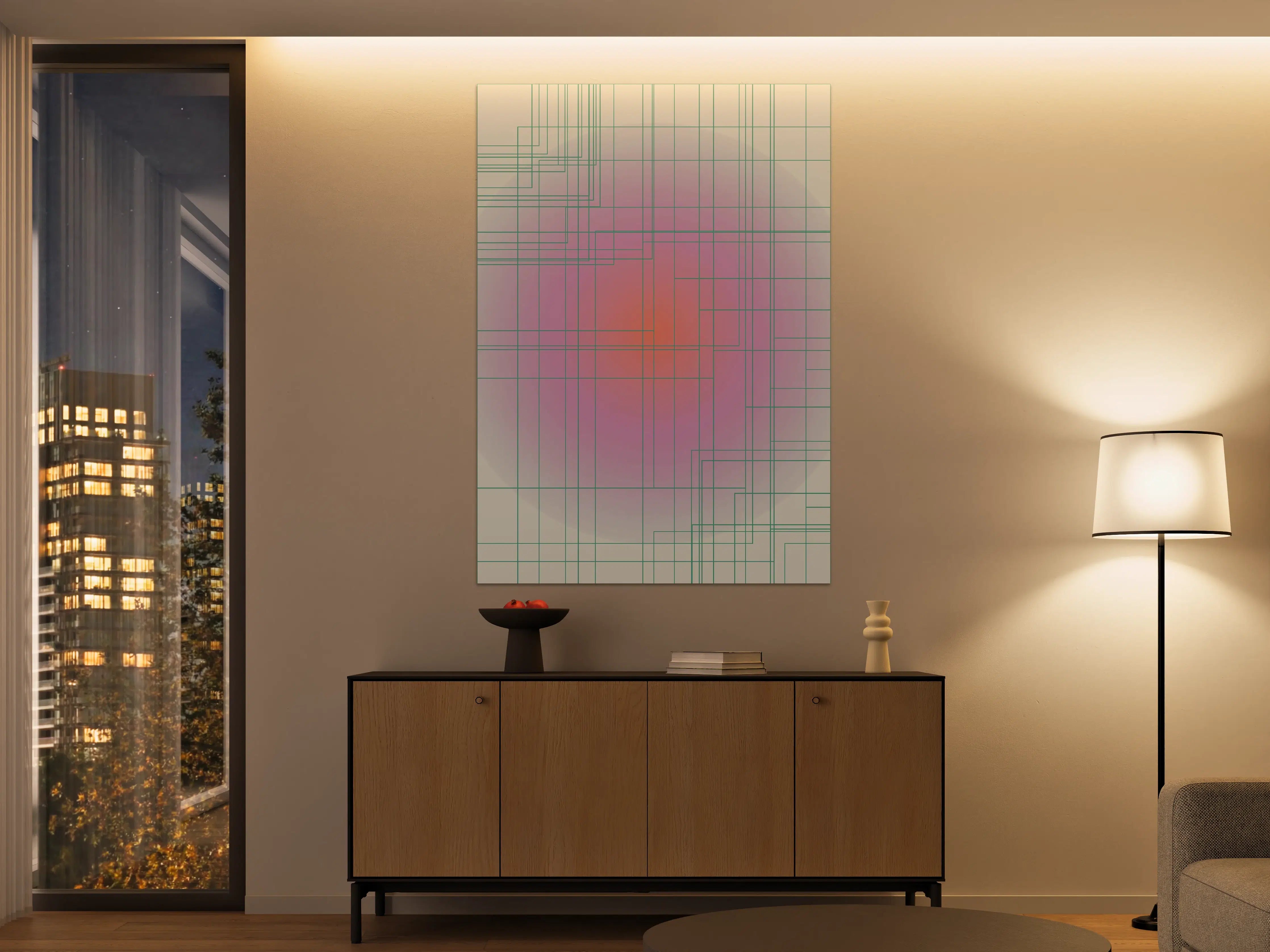 Große Wandbilder - Futuristisches geometrisches Kunstwerk in Pastellfarben