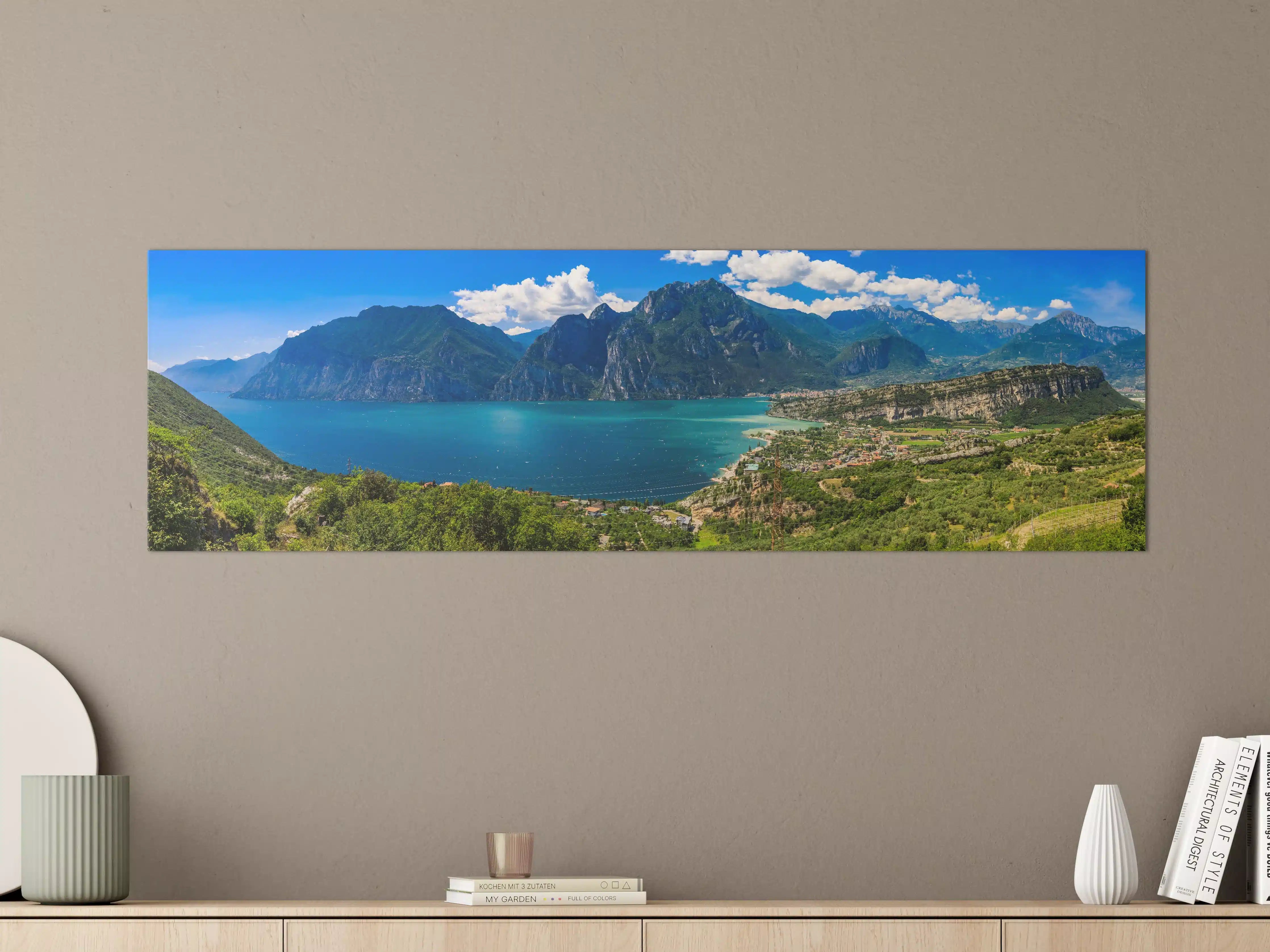 Große Wandbilder - Gardasee Panorama in Blau und Grün
