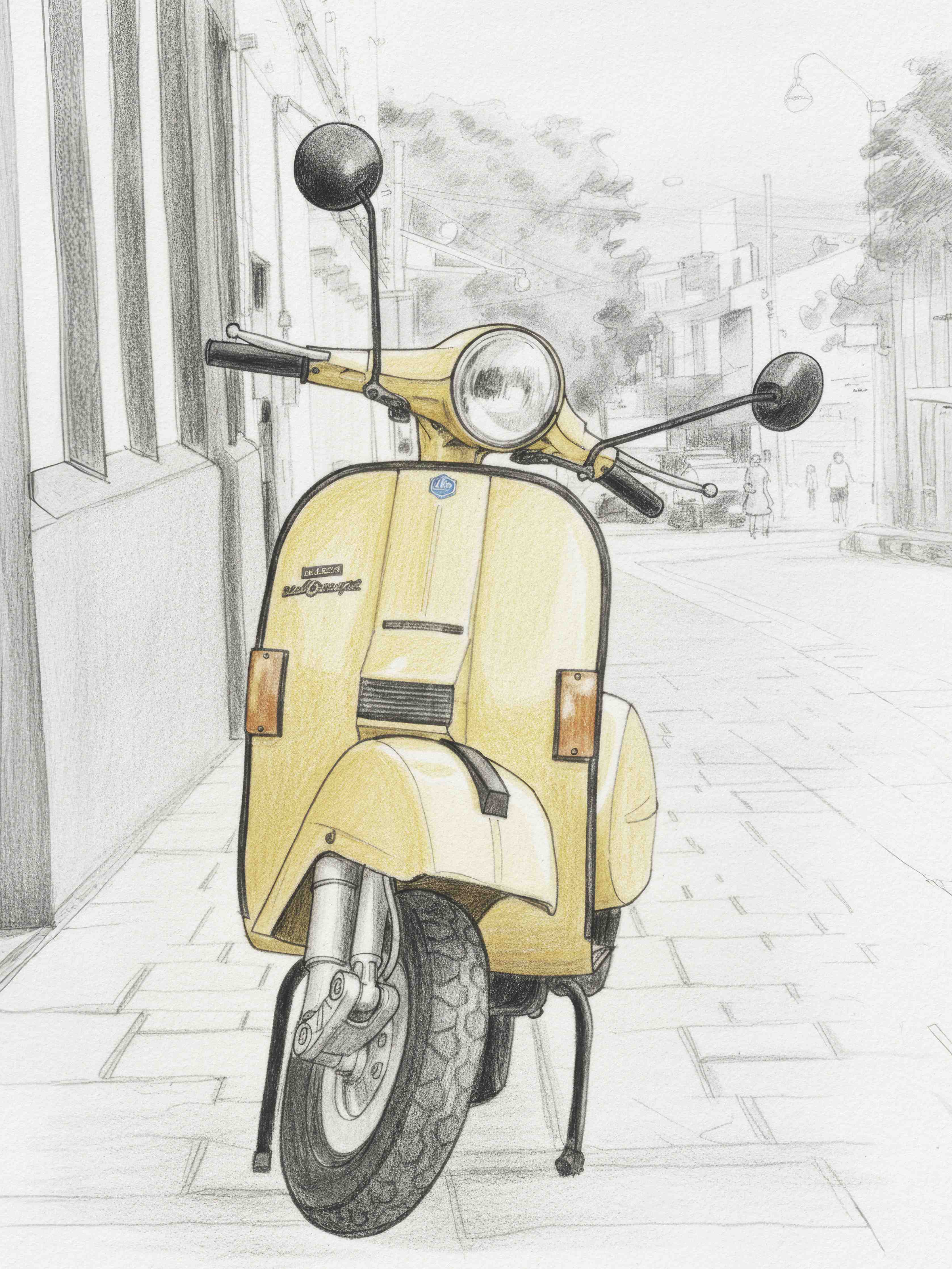 Große Wandbilder-Gelbe Vespa auf urbaner Straße