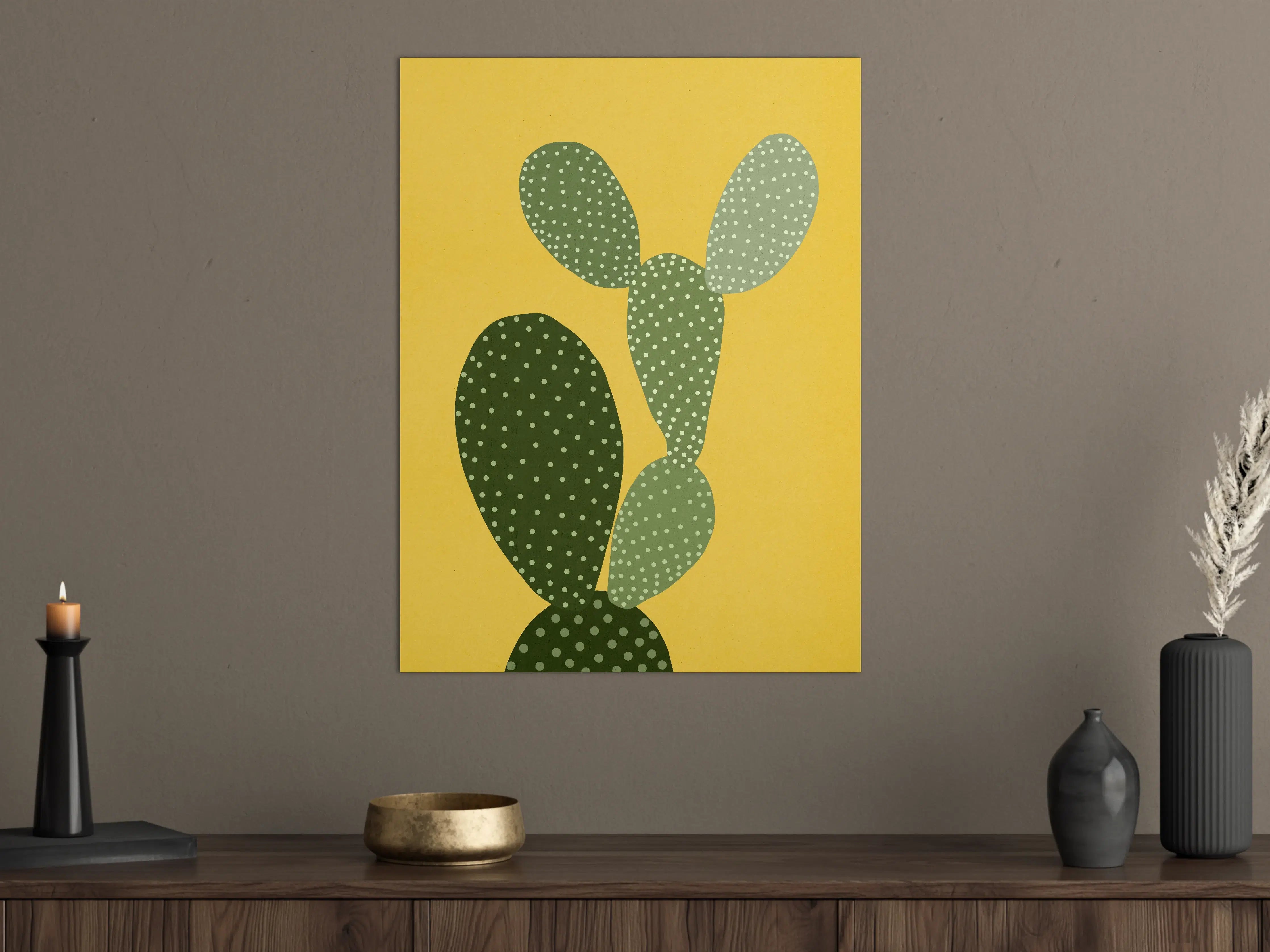 Große Wandbilder - Gelbes Wandbild mit Cactuspattern