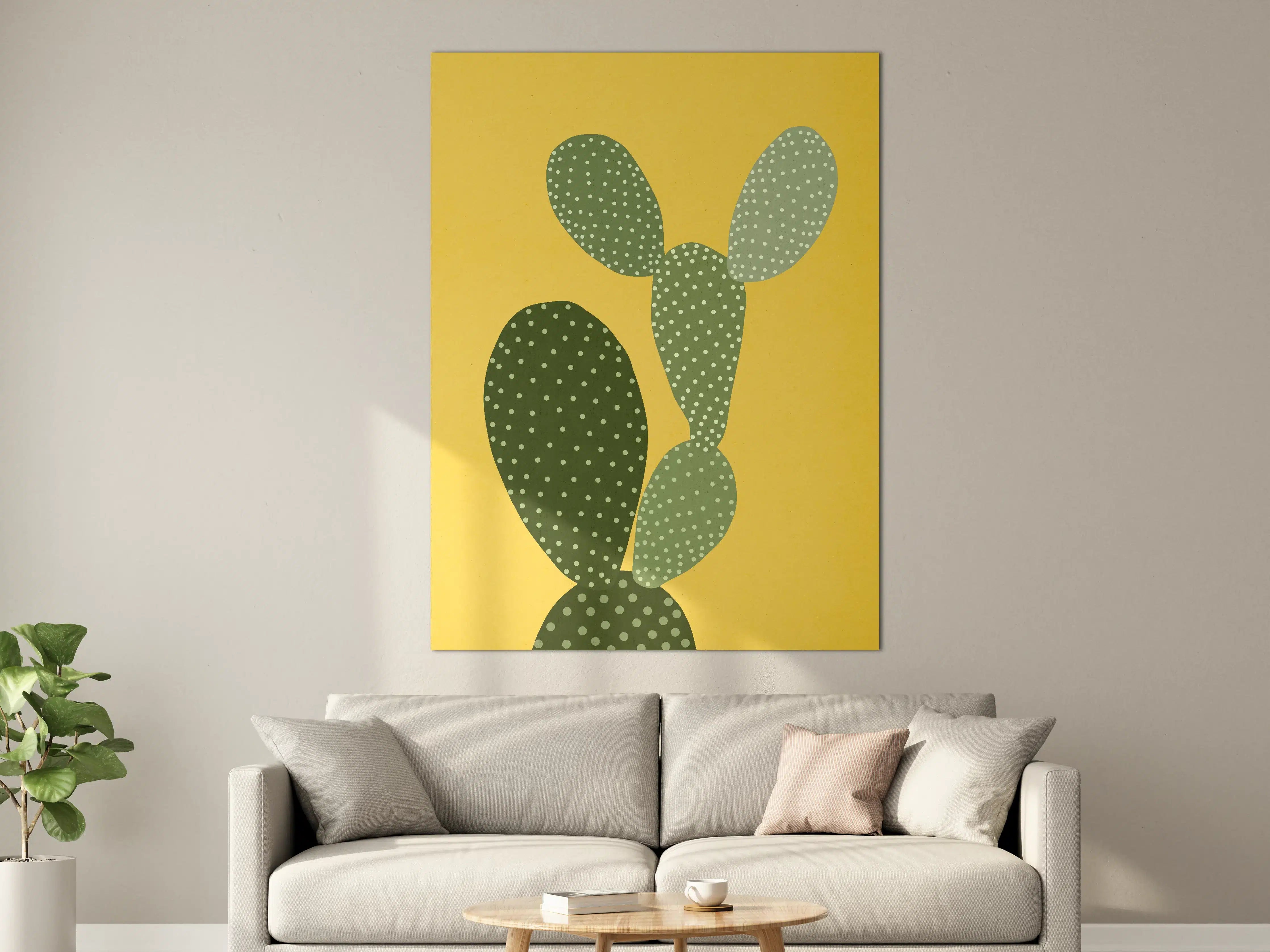 Große Wandbilder - Gelbes Wandbild mit Cactuspattern