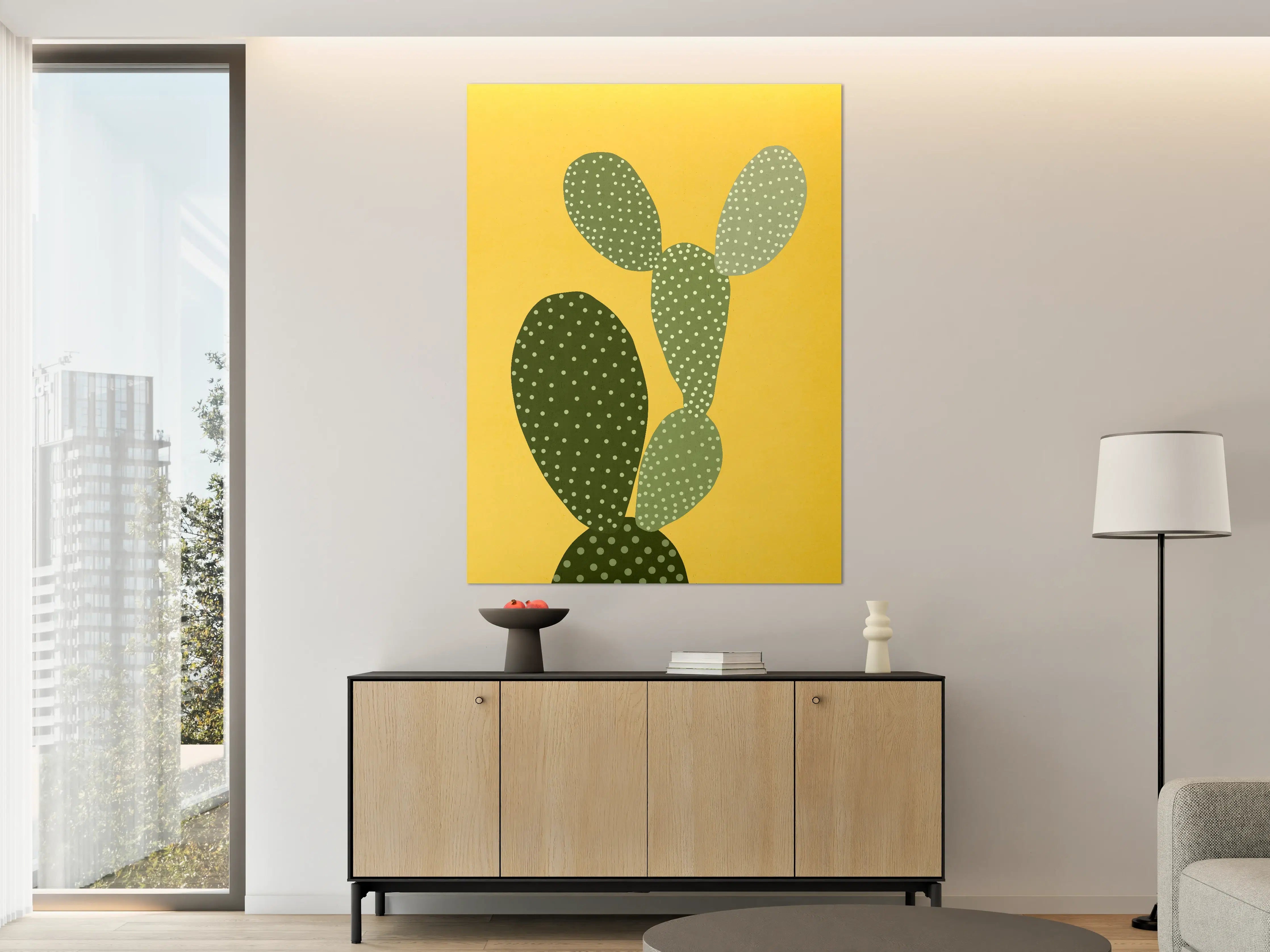 Große Wandbilder - Gelbes Wandbild mit Cactuspattern