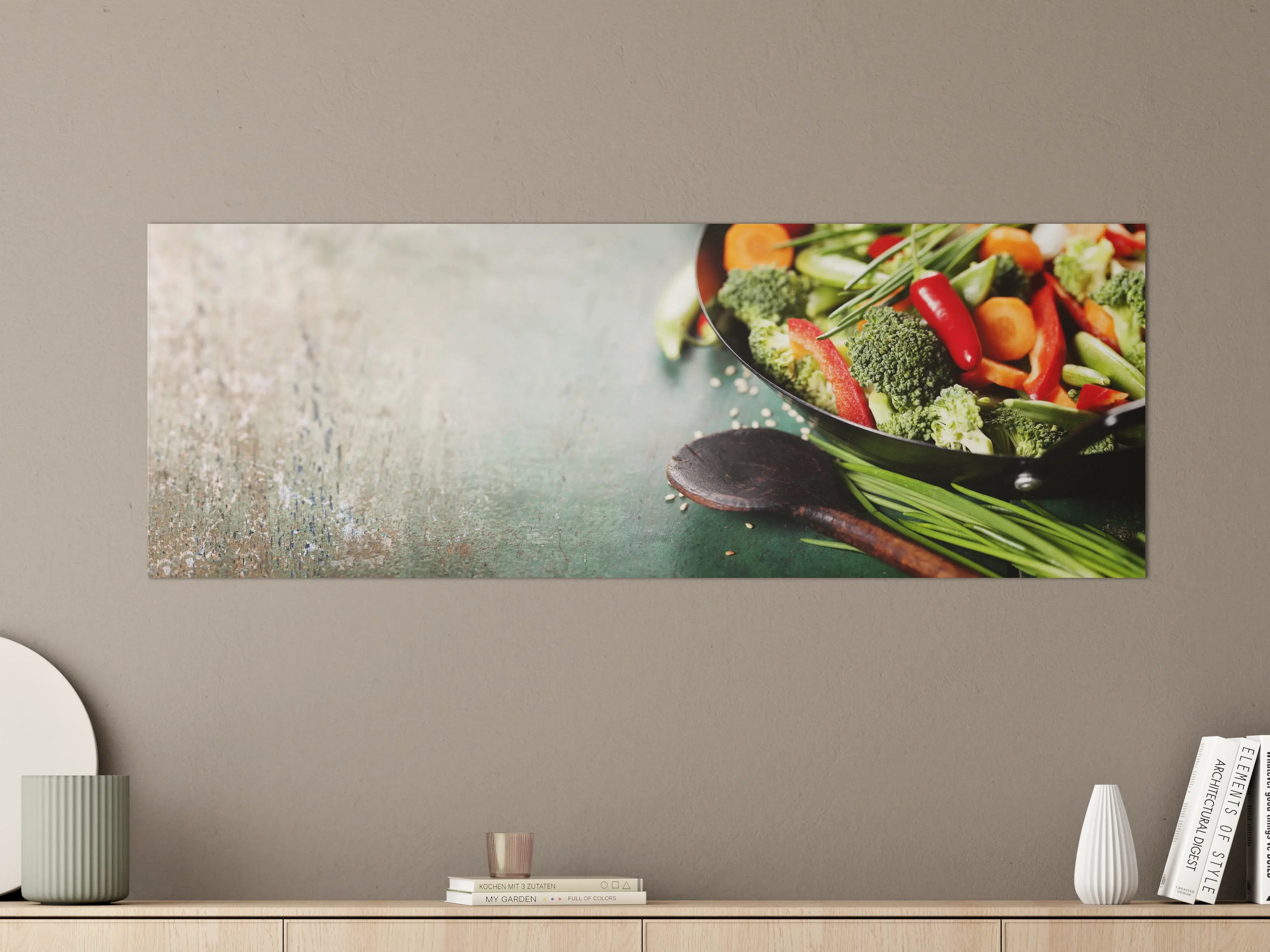 Große Wandbilder - Gemüse kochen im Wok