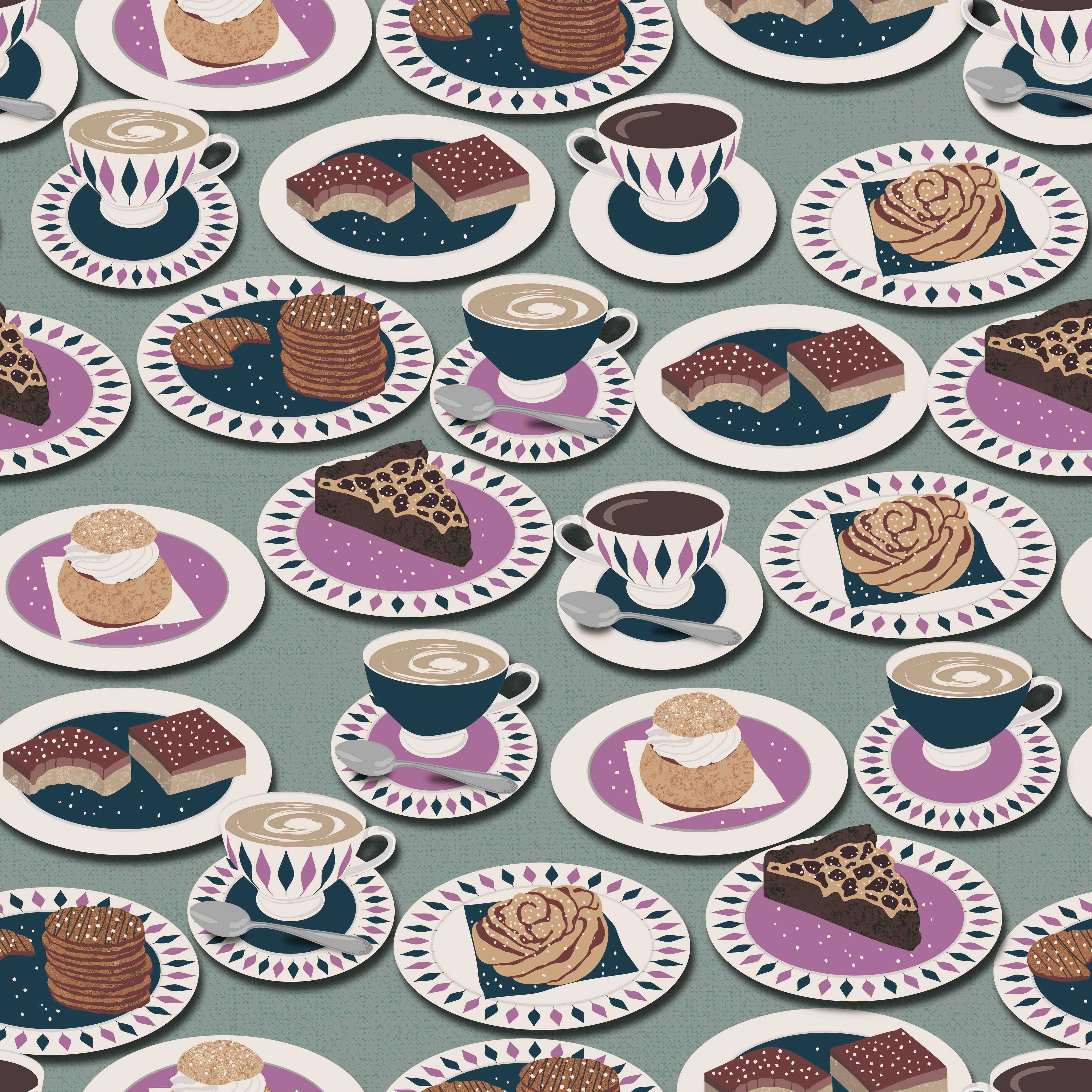 Große Wandbilder-Gemütlicher Kaffeetafel-Abend mit Süßigkeiten