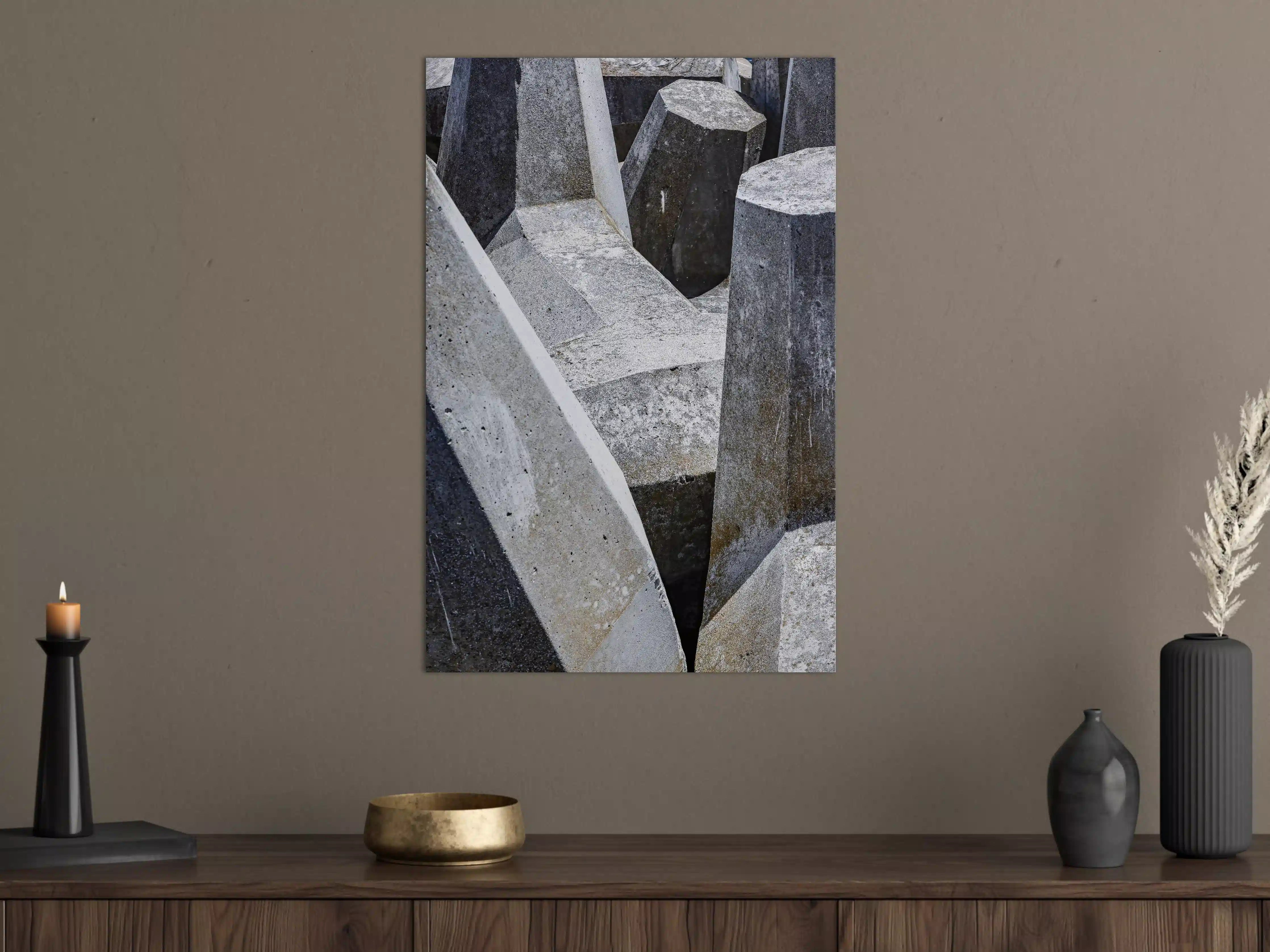 Große Wandbilder - Geometrie in Grau-Weiß