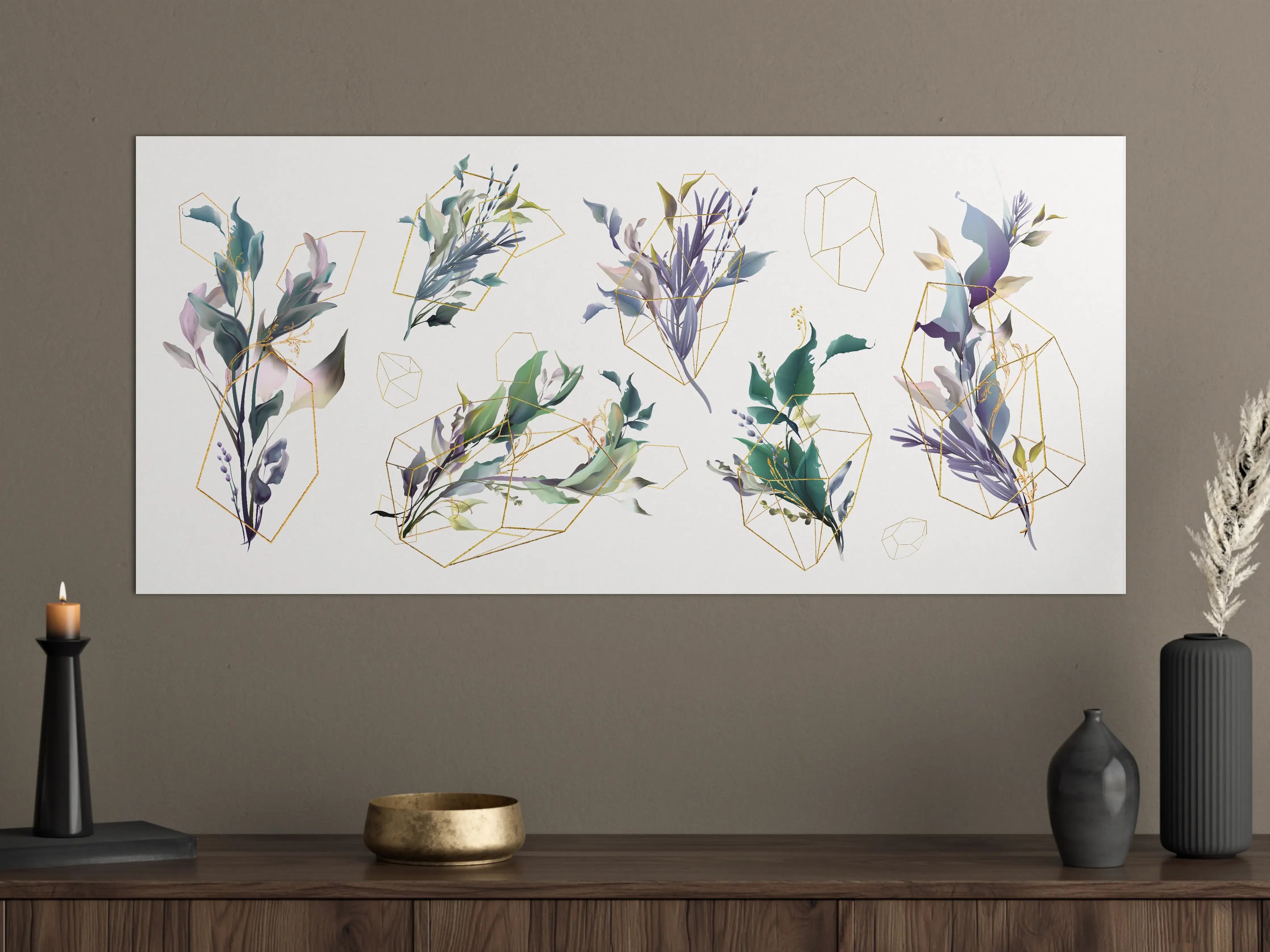 Große Wandbilder - Geometrisch-Florales Kunstwerk