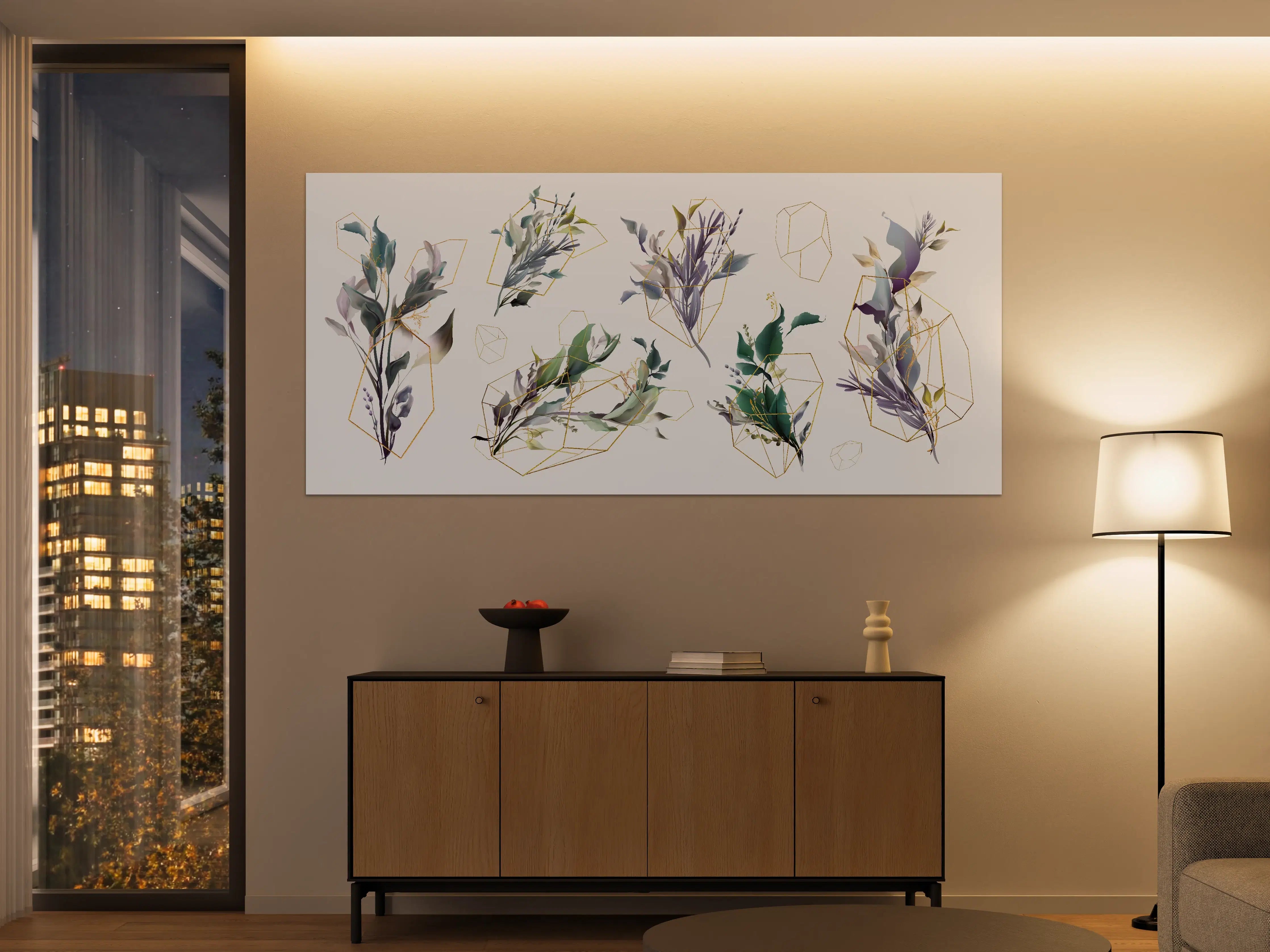 Große Wandbilder - Geometrisch-Florales Kunstwerk