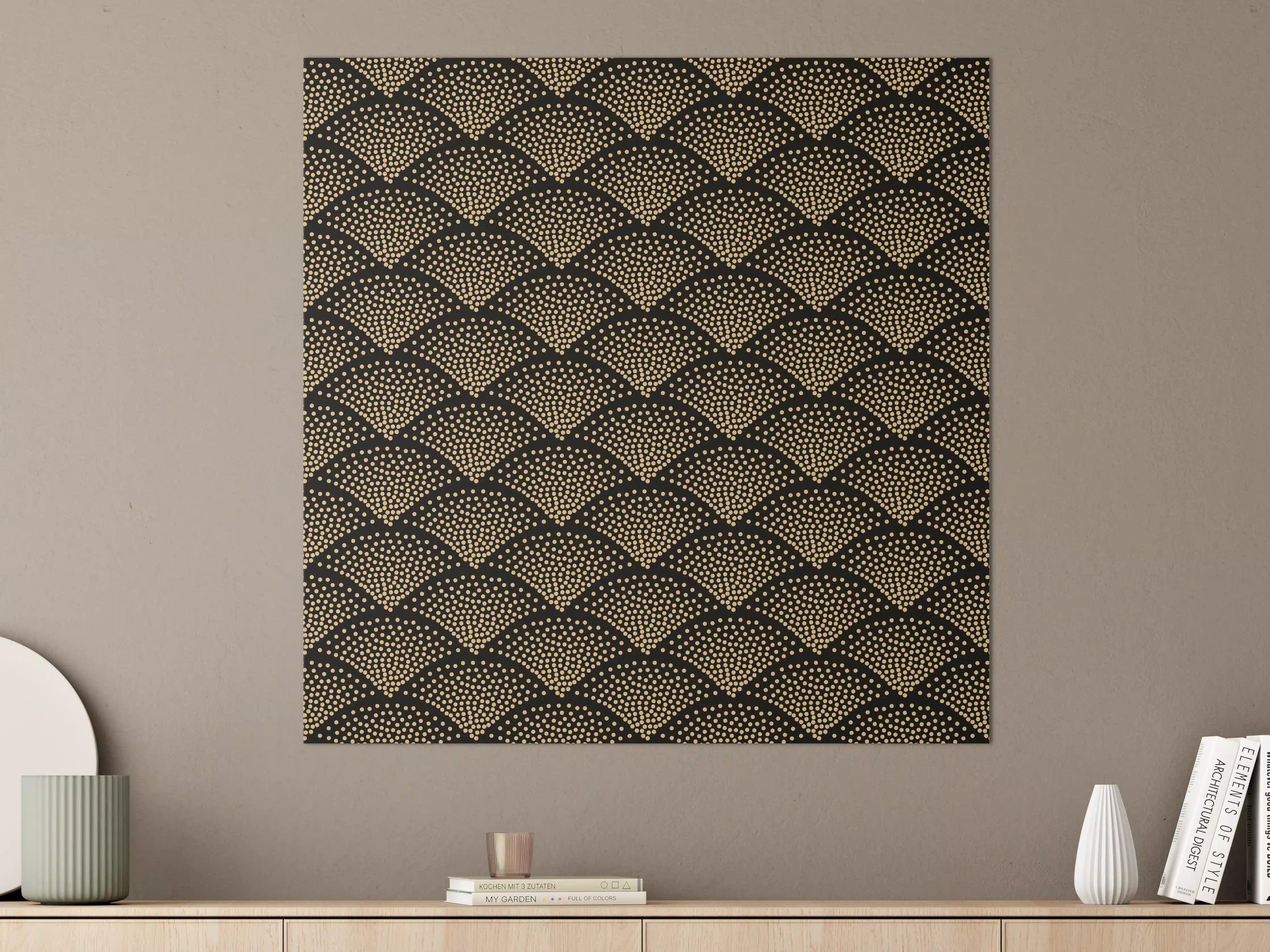 Große Wandbilder - Geometrische Schwarz-Gold-Musterung