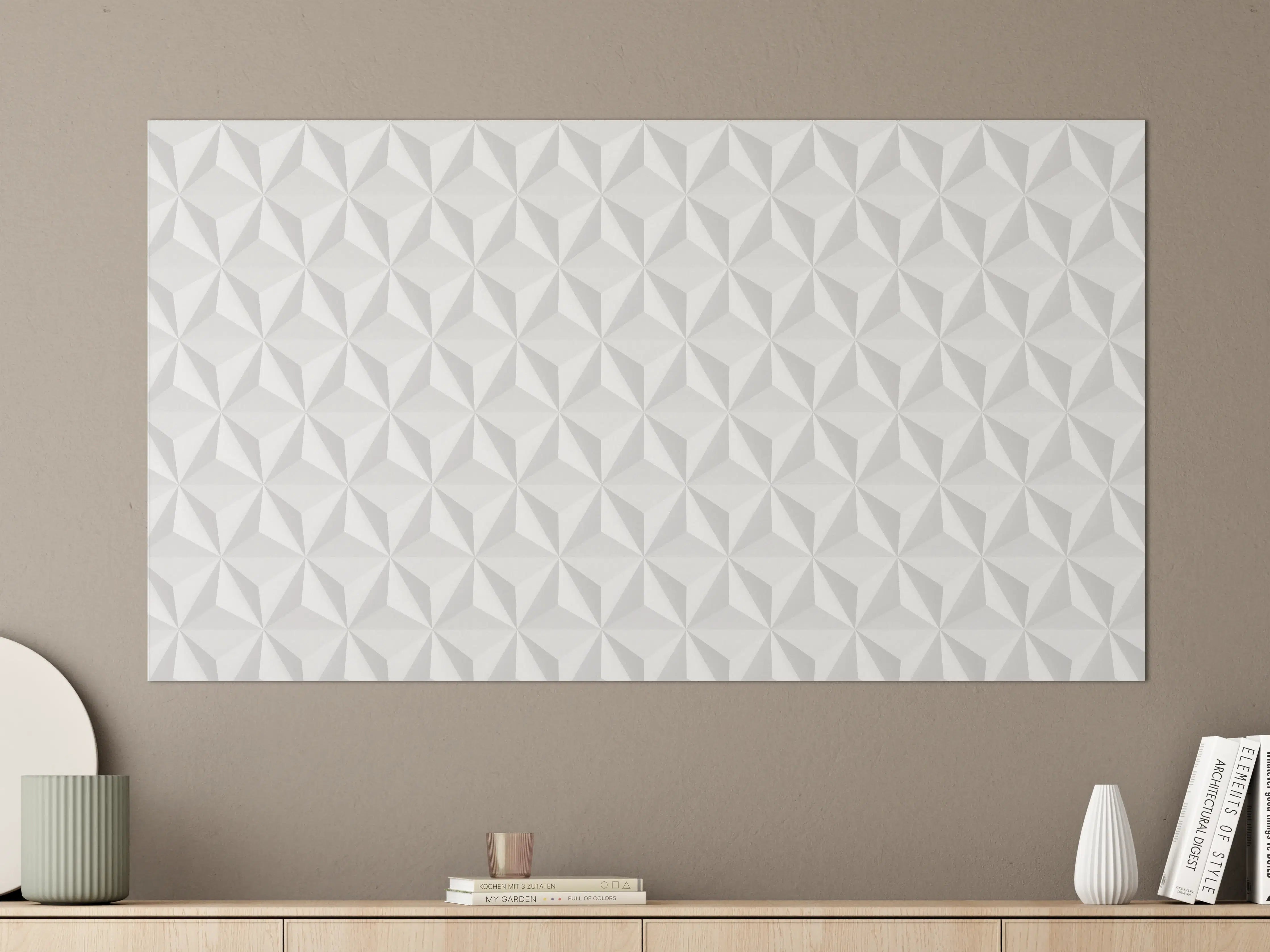 Große Wandbilder - Geometrische Weiß-Grau 3D Textur