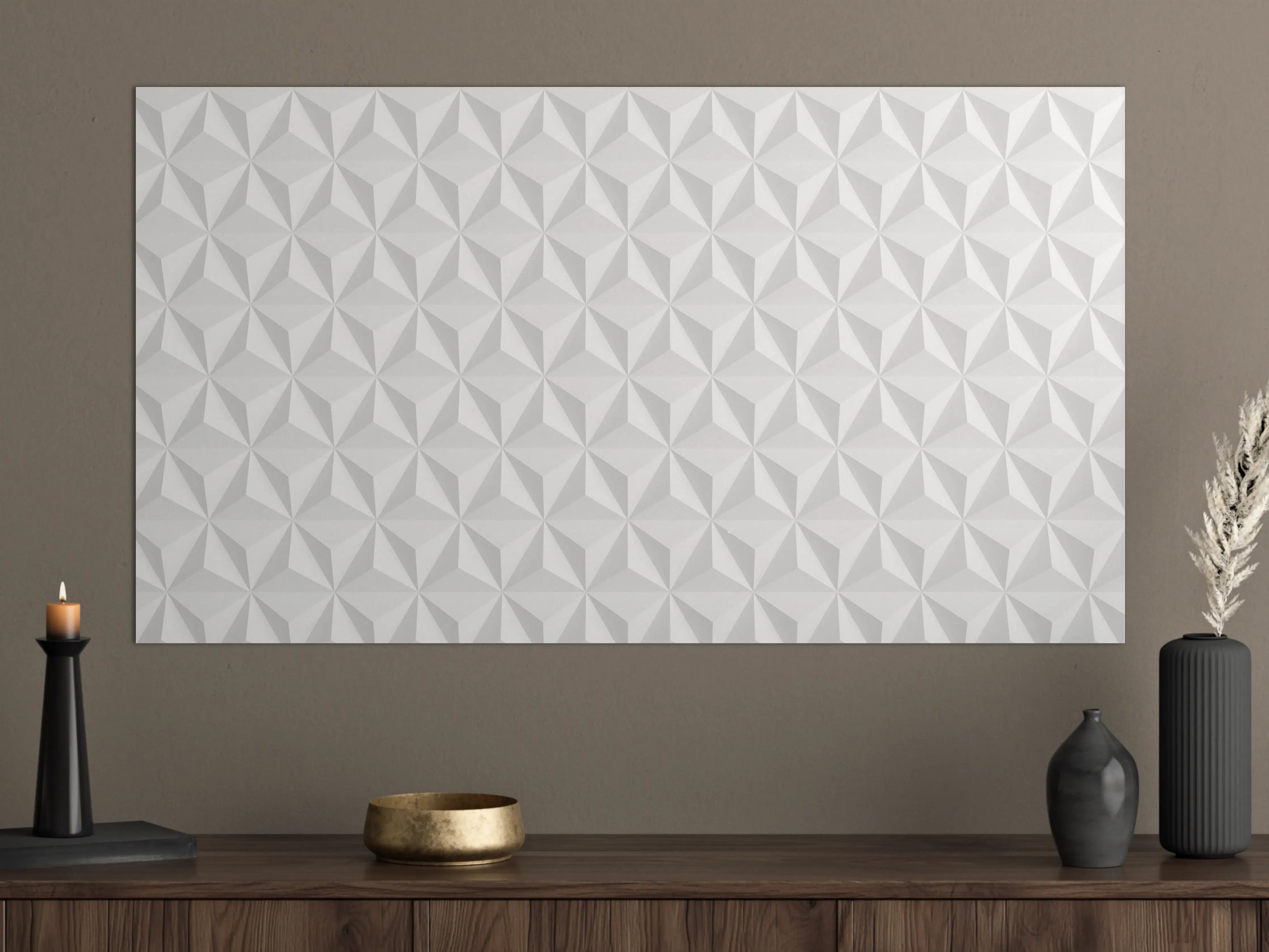 Große Wandbilder - Geometrische Weiß-Grau 3D Textur