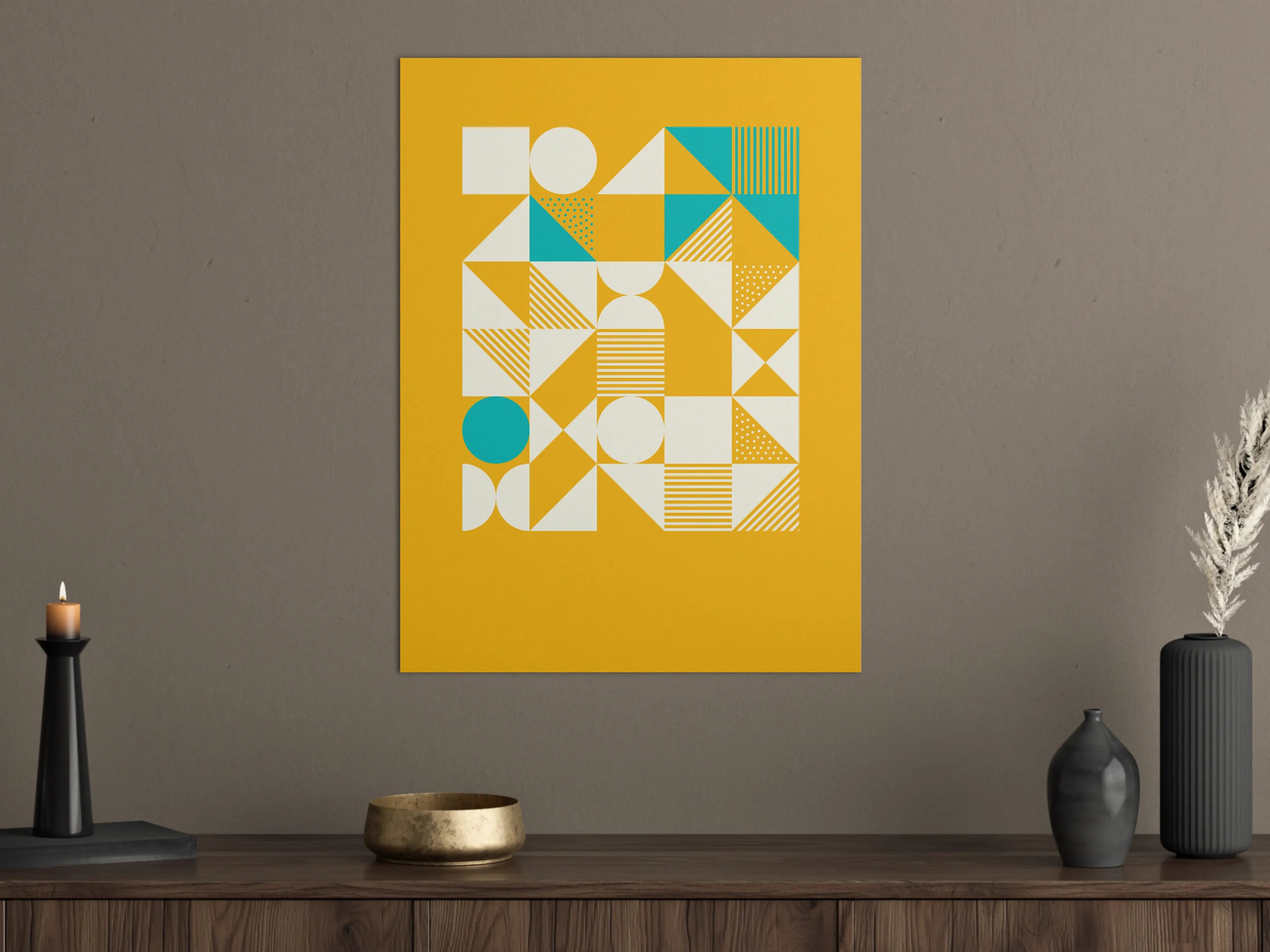 Große Wandbilder - Geometrisches Abstrakt mit Blau-Gold-Tönen