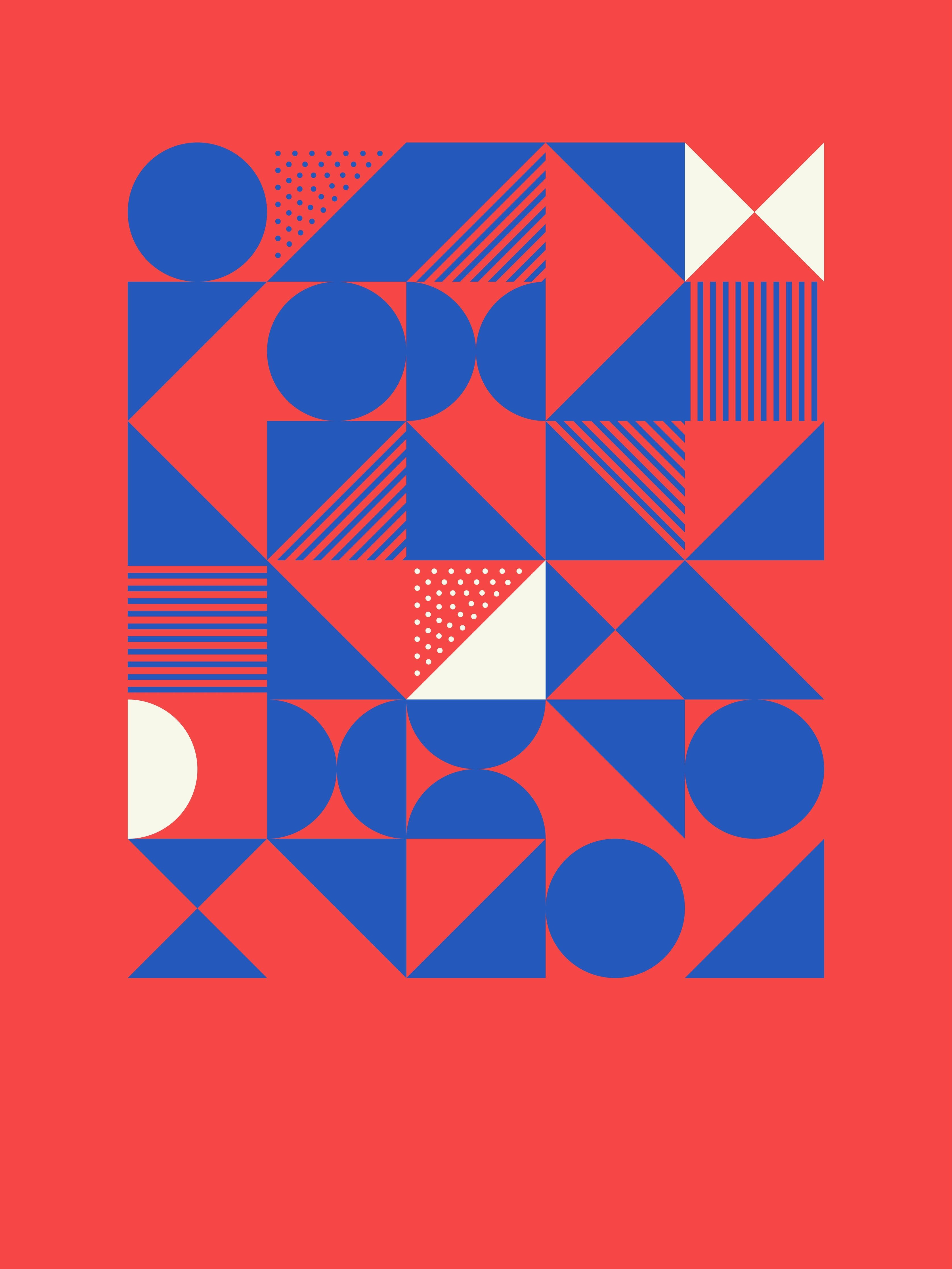 Große Wandbilder-Geometrisches Design in Blau und Rot