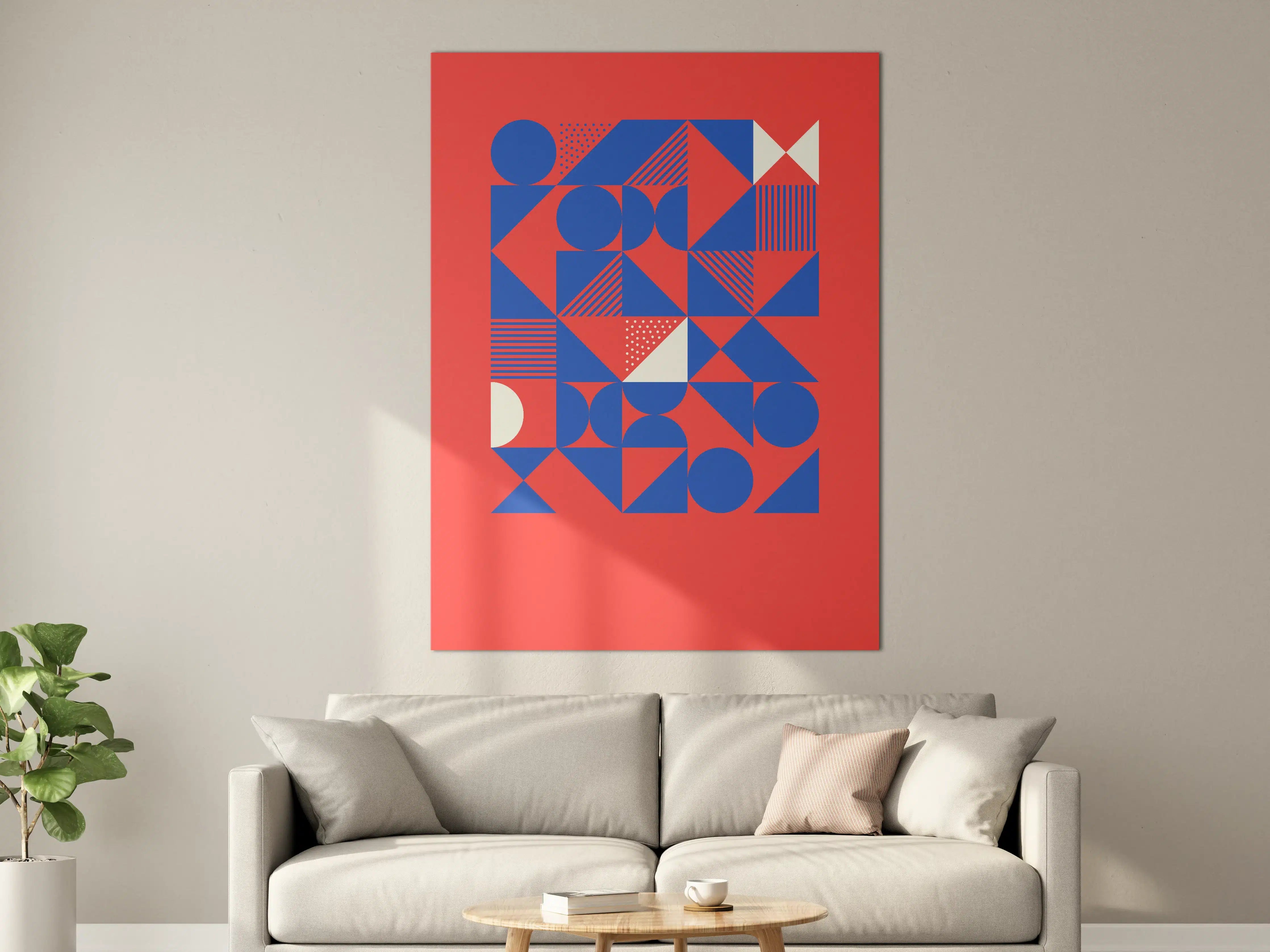 Große Wandbilder - Geometrisches Design in Blau und Rot