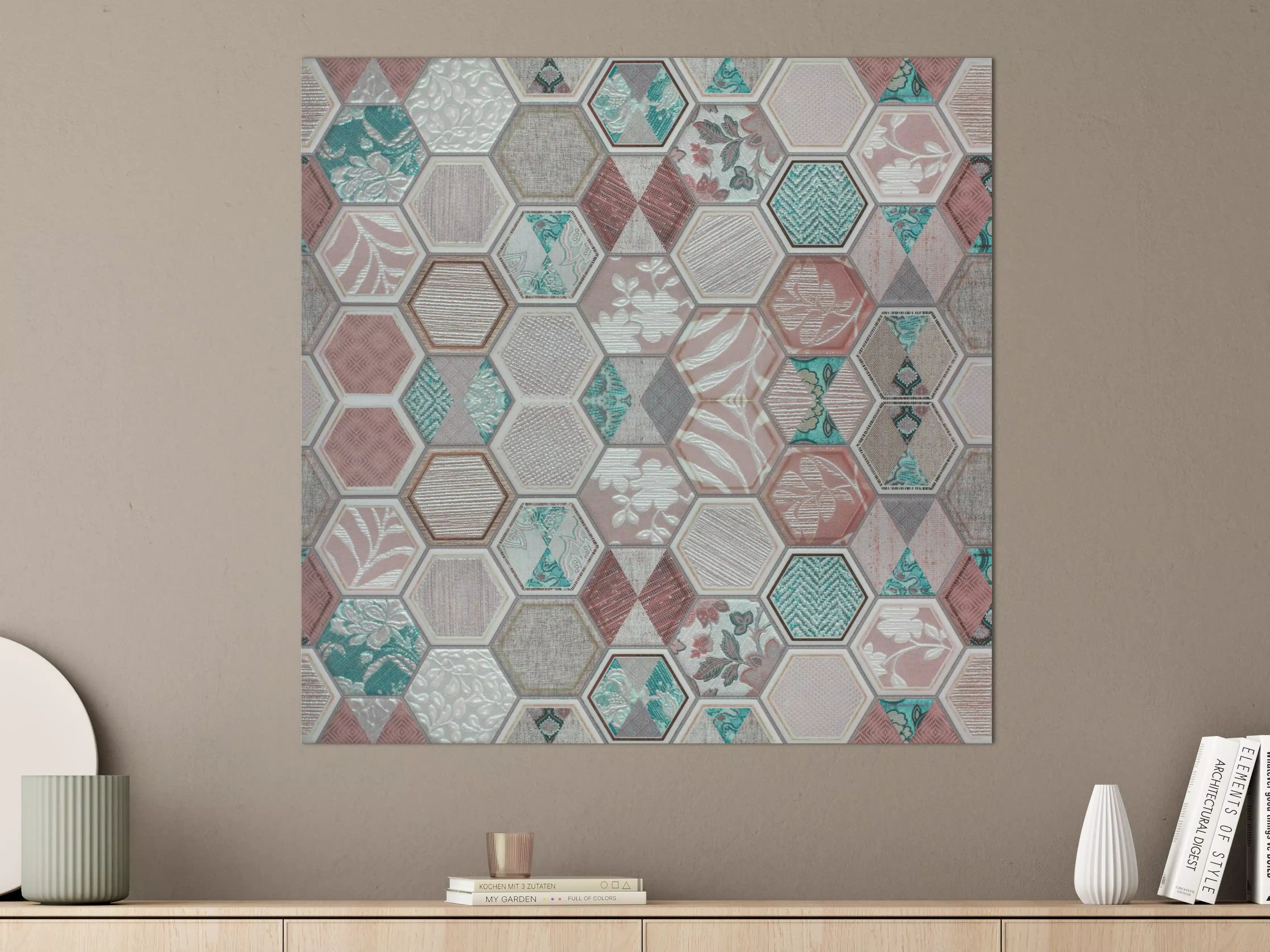 Große Wandbilder - Geometrisches Hexagon-Mosaikmuster