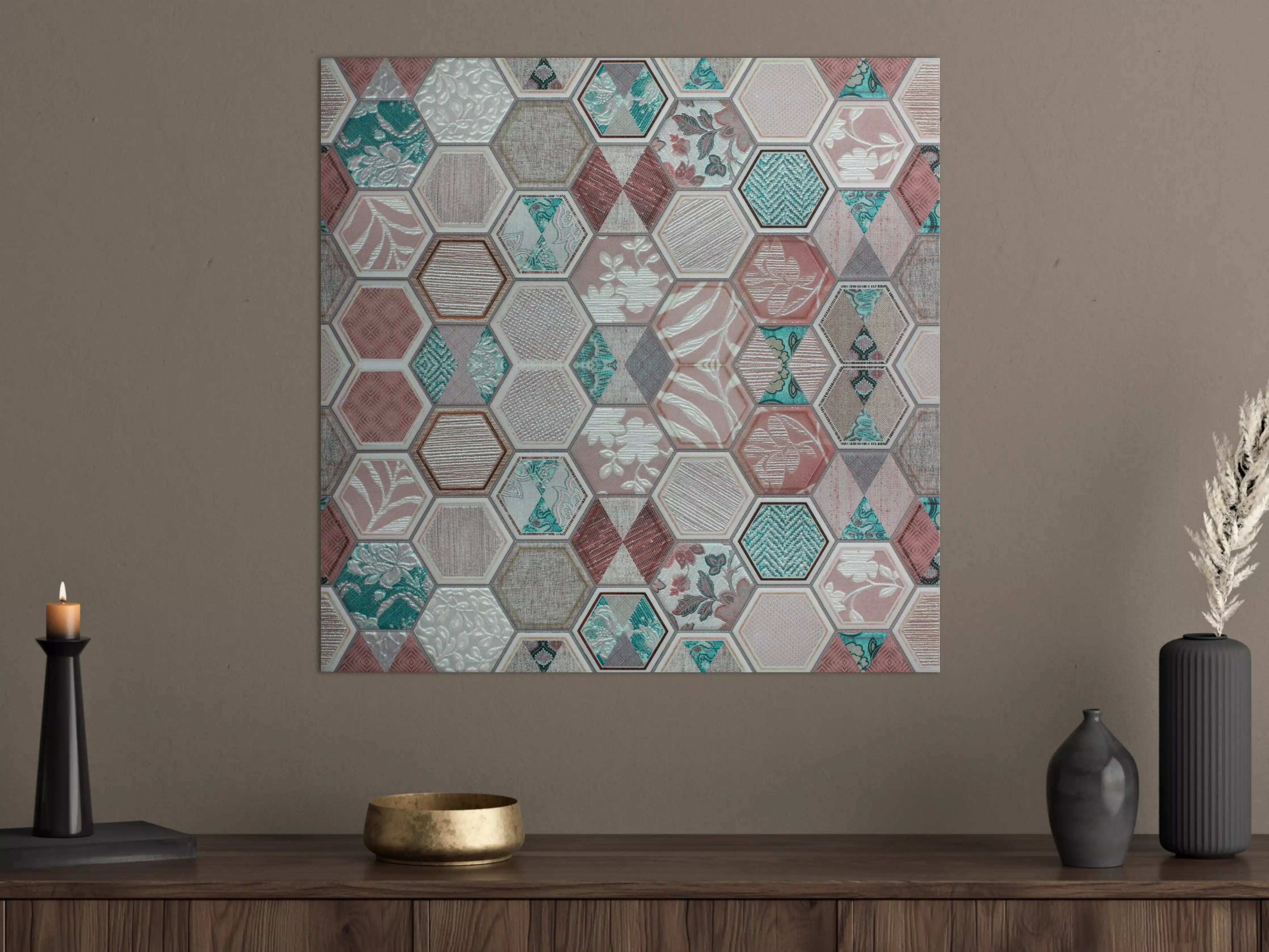 Große Wandbilder - Geometrisches Hexagon-Mosaikmuster