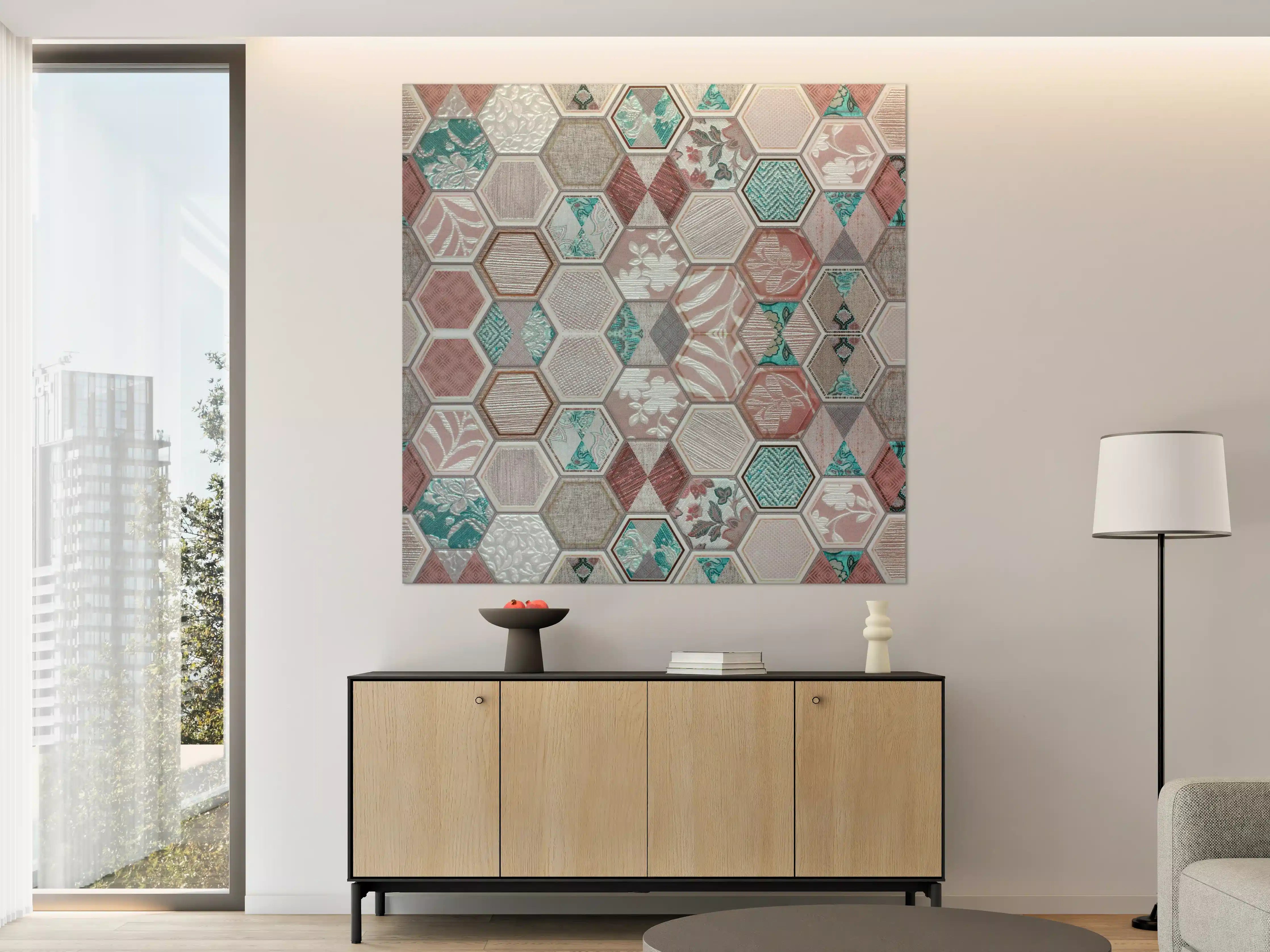 Große Wandbilder - Geometrisches Hexagon-Mosaikmuster