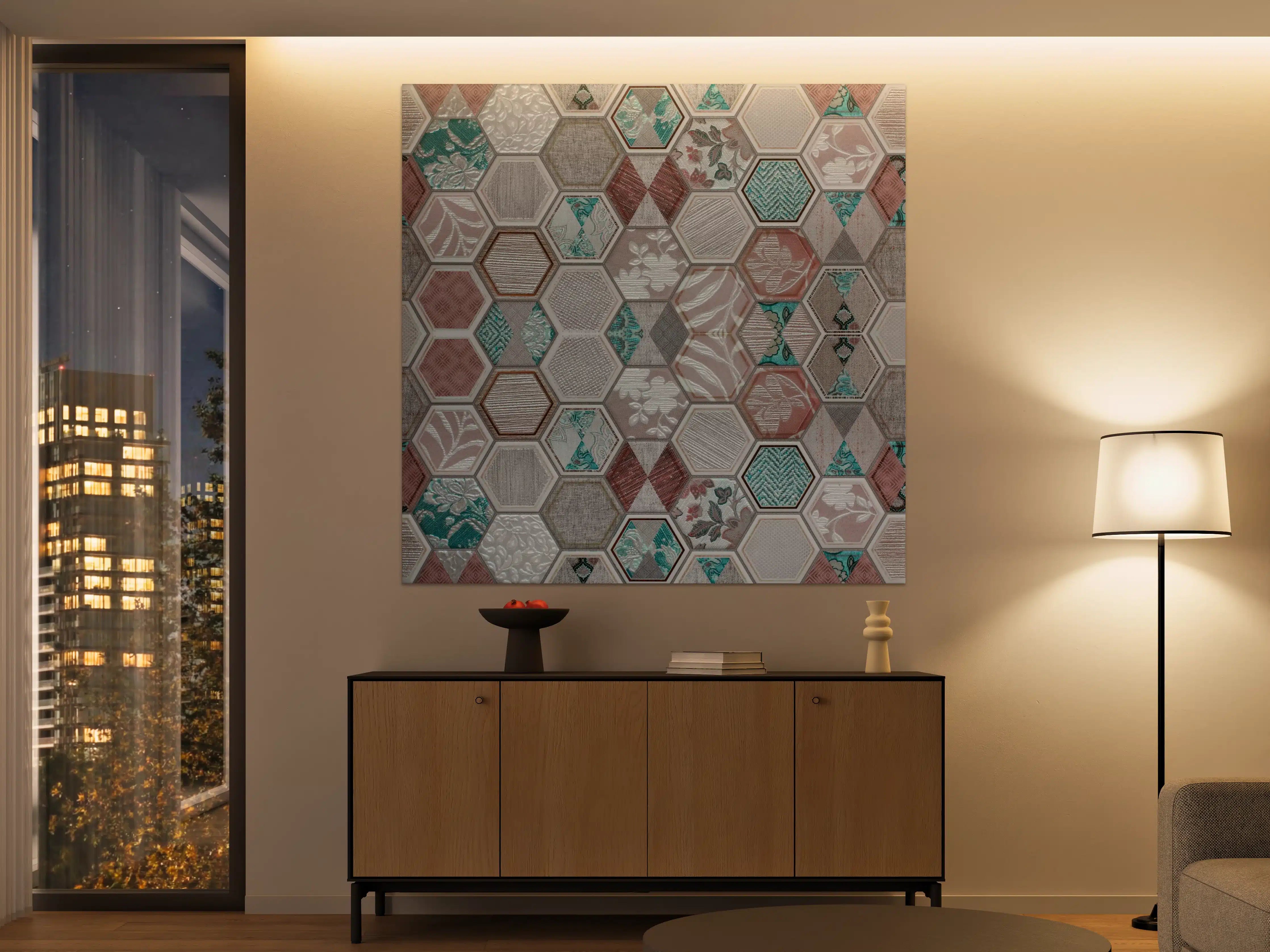 Große Wandbilder - Geometrisches Hexagon-Mosaikmuster