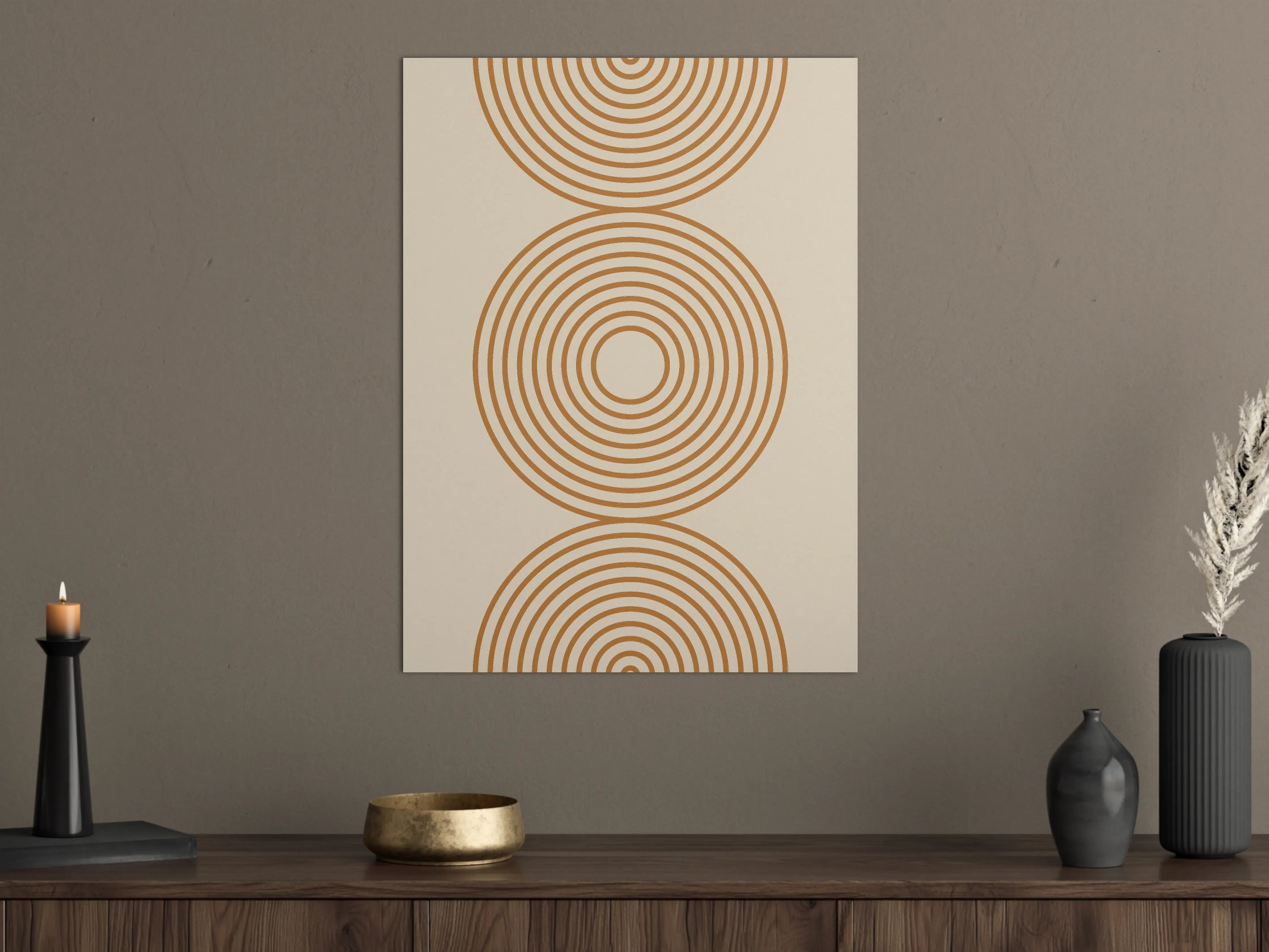 Große Wandbilder - Geometrisches Kreisdesign in Warmtönen