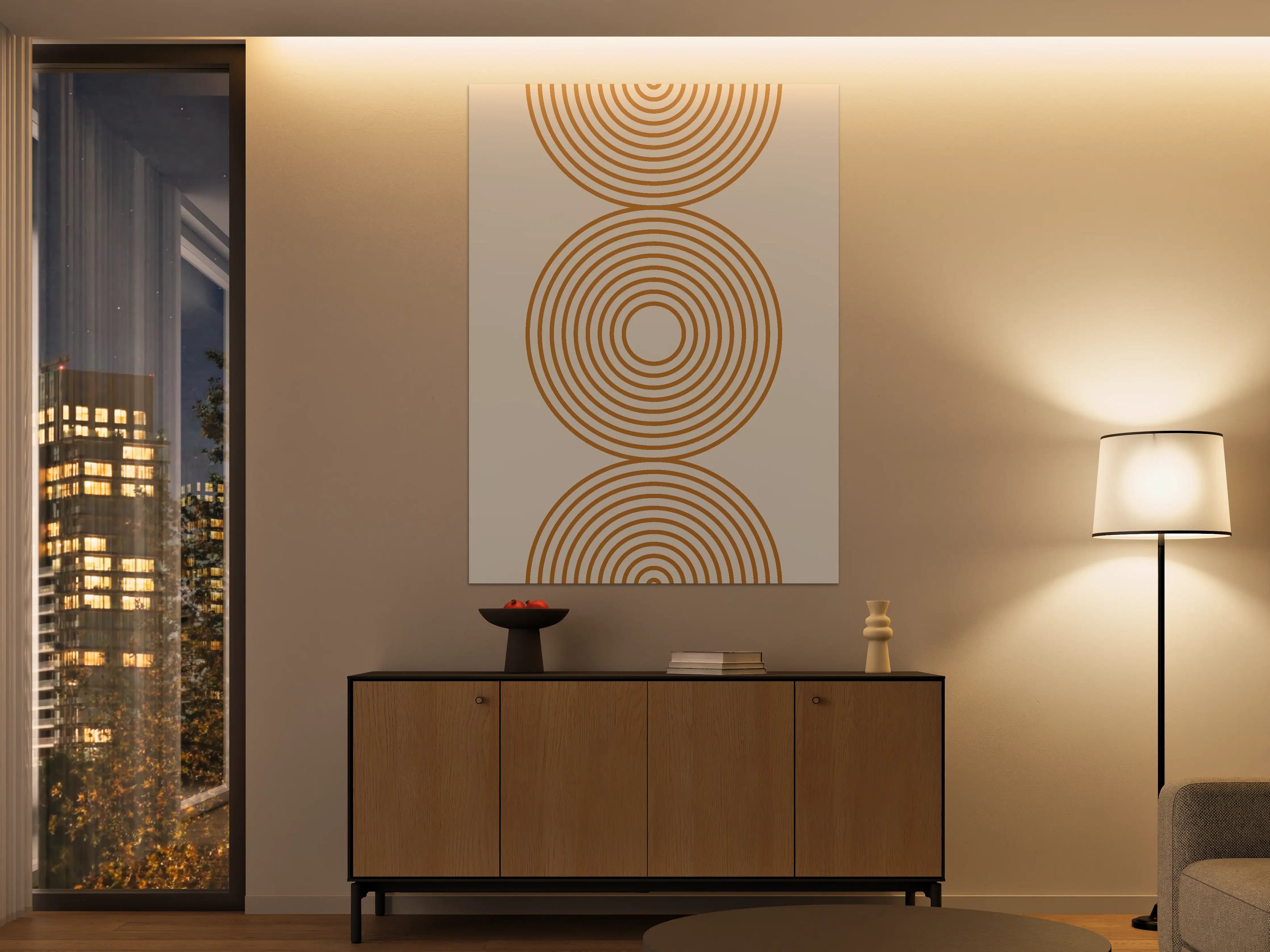 Große Wandbilder - Geometrisches Kreisdesign in Warmtönen