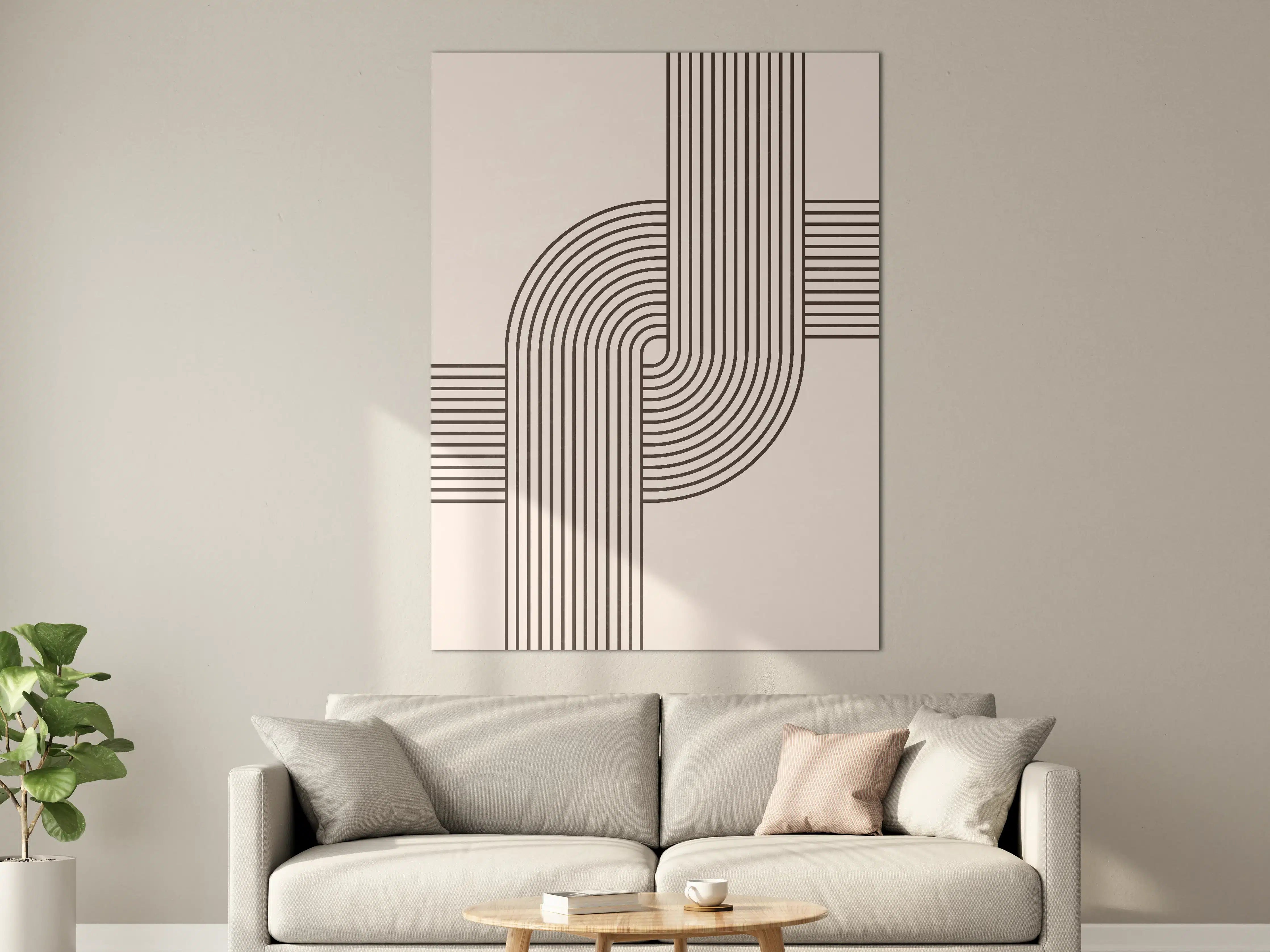 Große Wandbilder - Geometrisches Linienmuster in Schwarz-Weiß