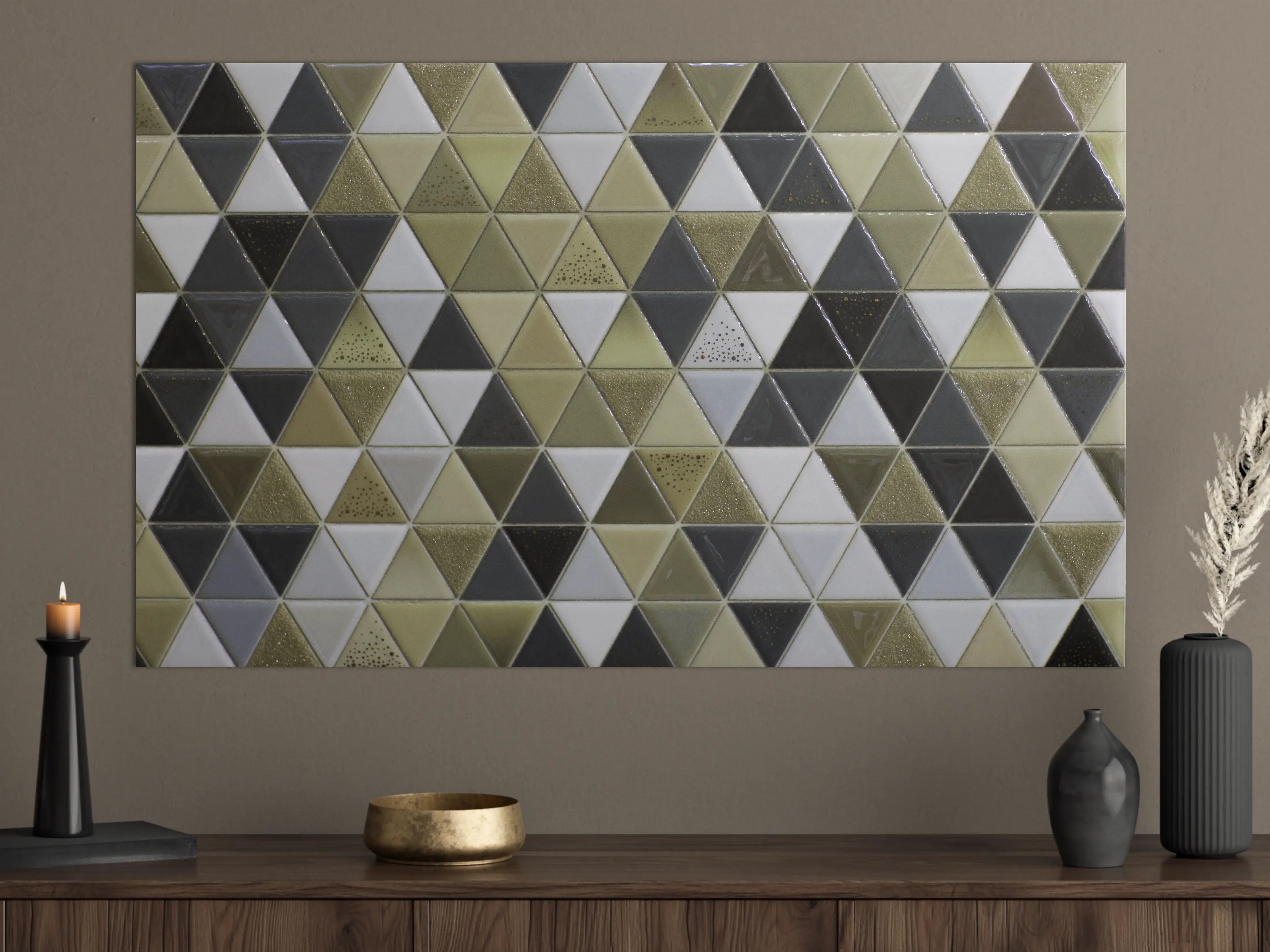 Große Wandbilder - Geometrisches Mosaik Kachel Grau
