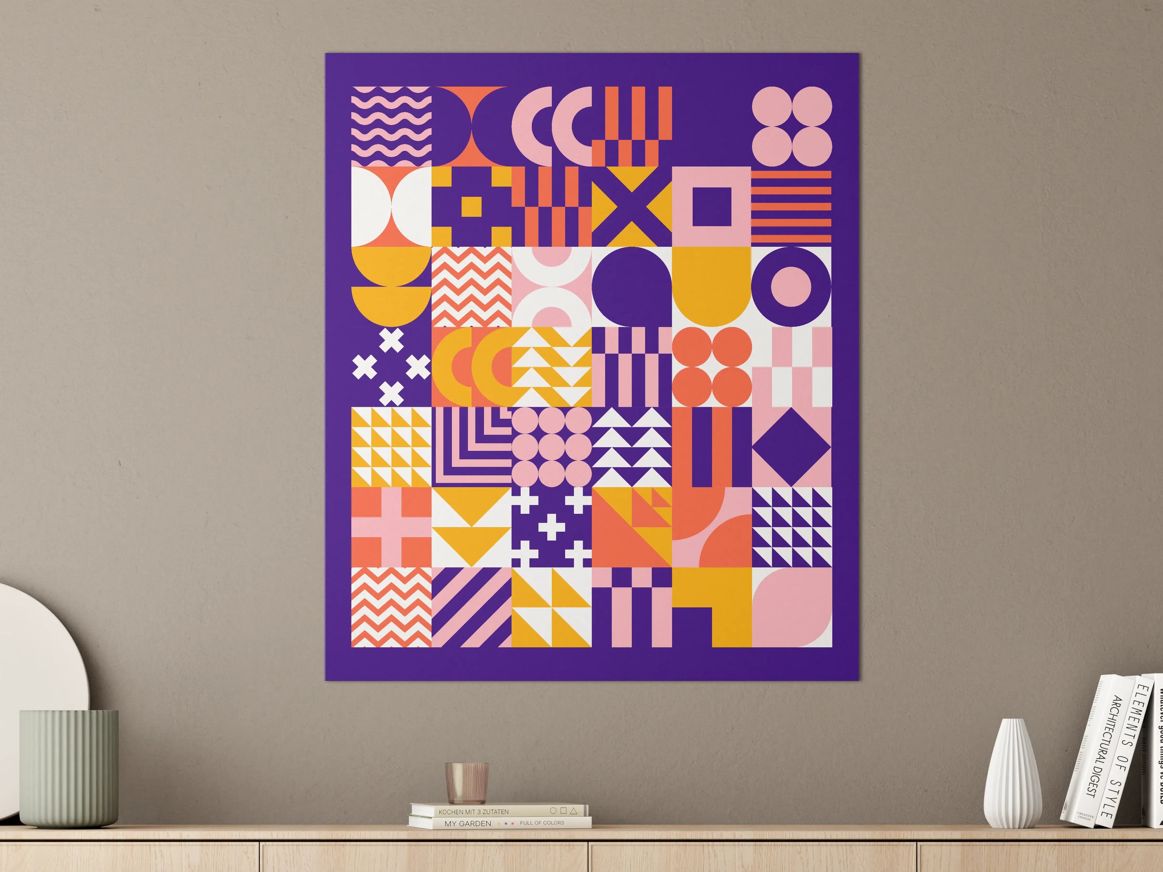 Große Wandbilder - Geometrisches Muster in Pastellfarben mit kräftigem Kontrast