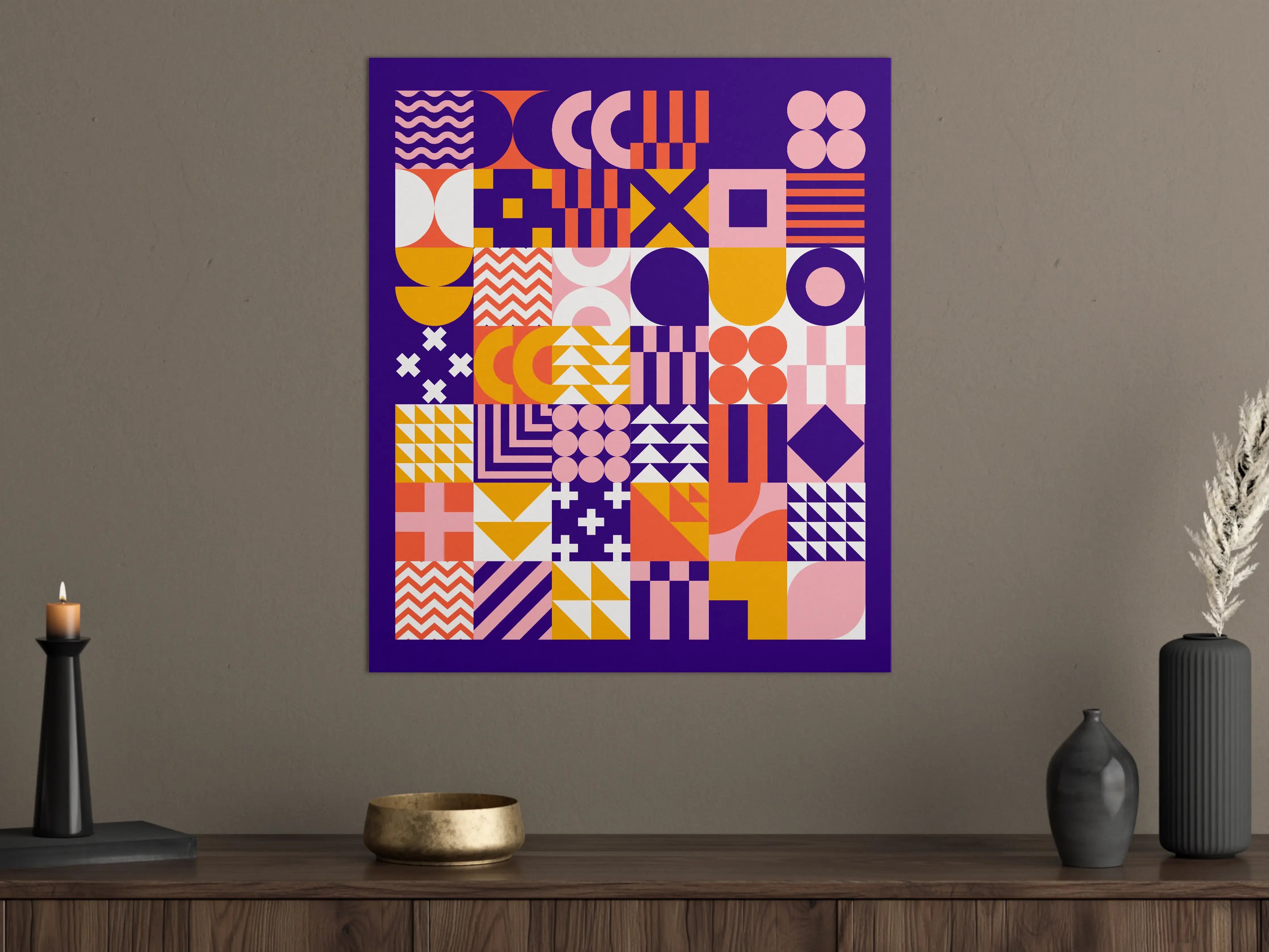 Große Wandbilder - Geometrisches Muster in Pastellfarben mit kräftigem Kontrast