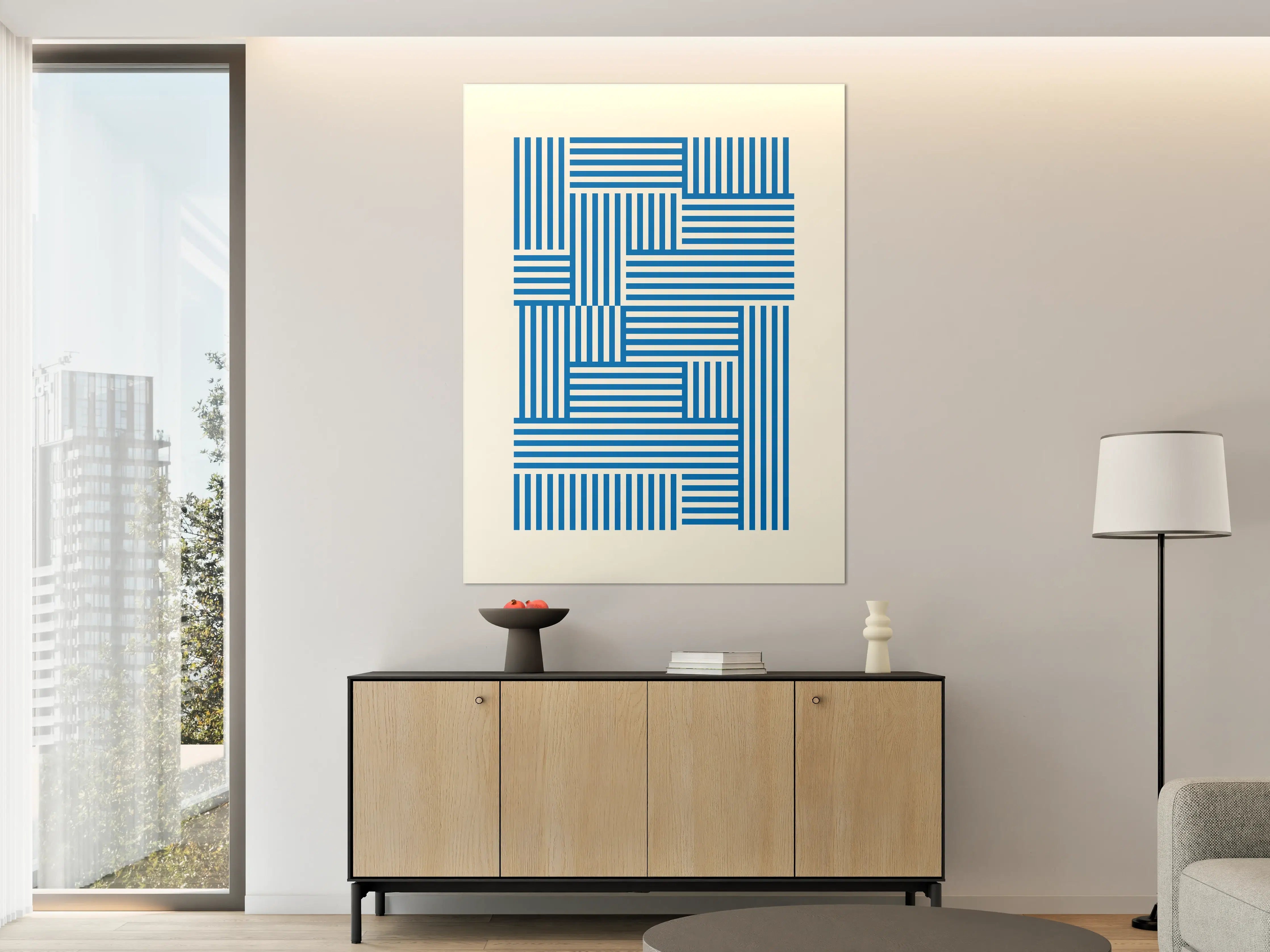 Große Wandbilder - Geometrisches Muster mit blauen Streifen