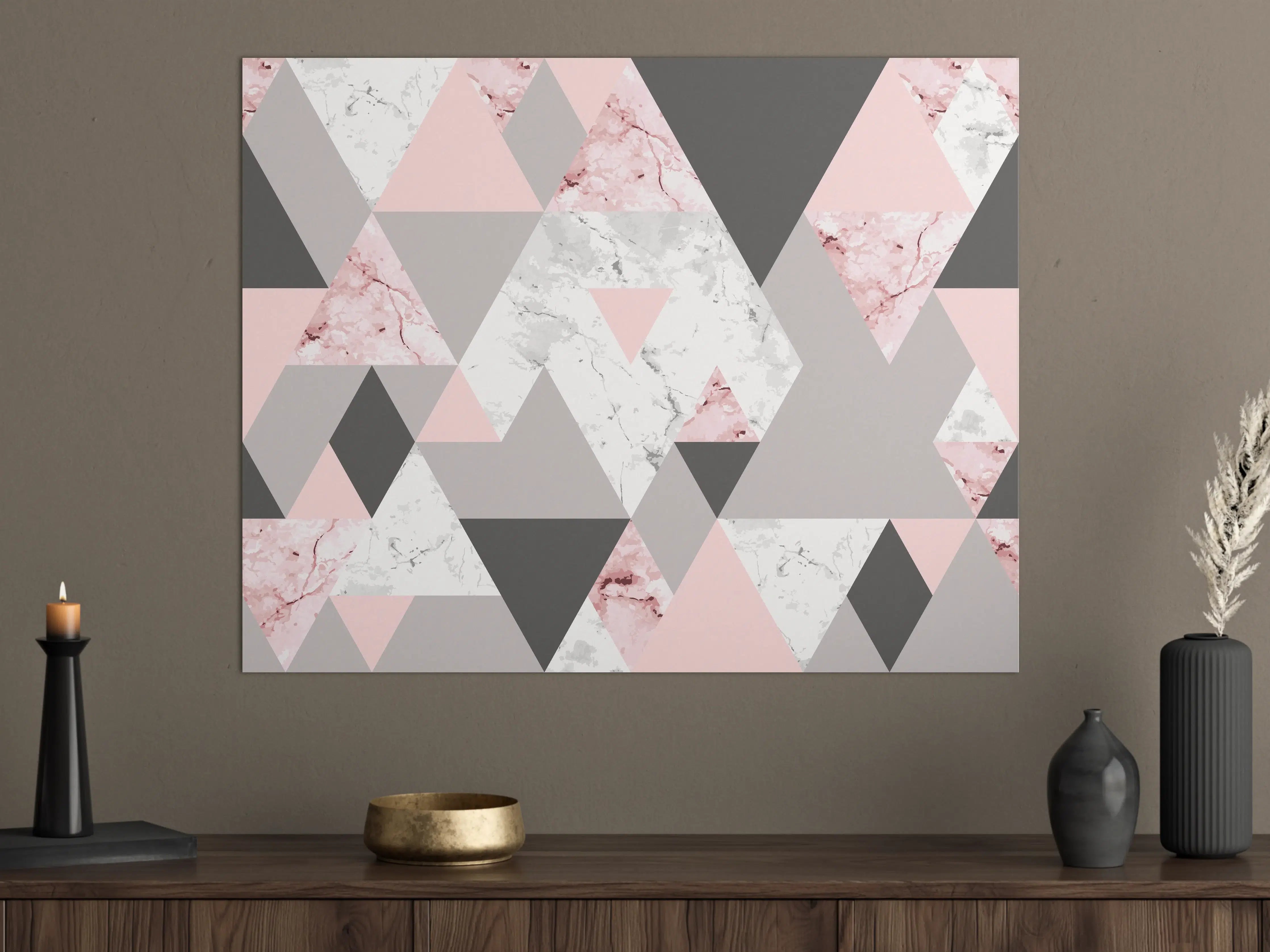 Große Wandbilder - Geometrisches Rosa-Grau-Muster