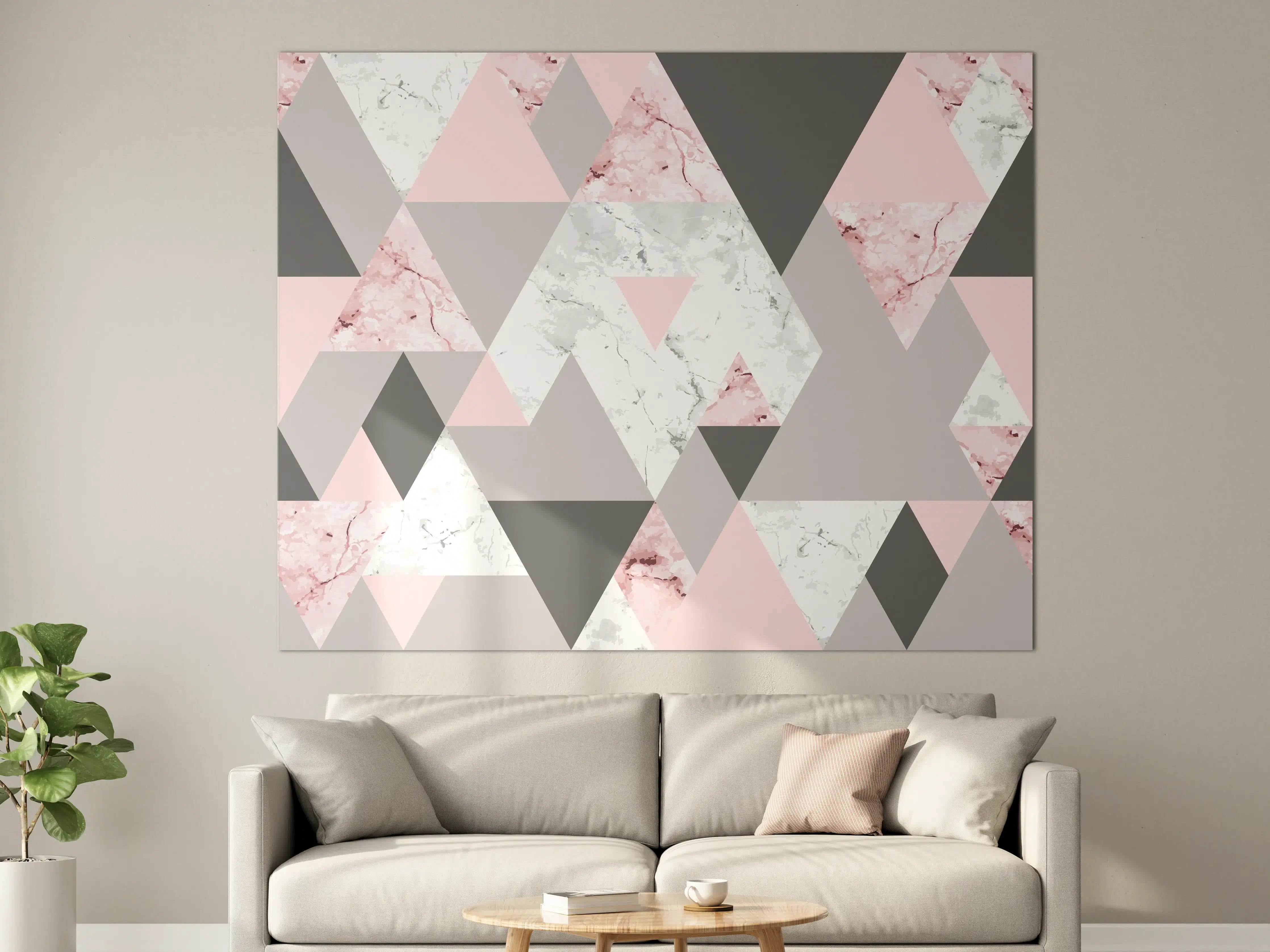 Große Wandbilder - Geometrisches Rosa-Grau-Muster