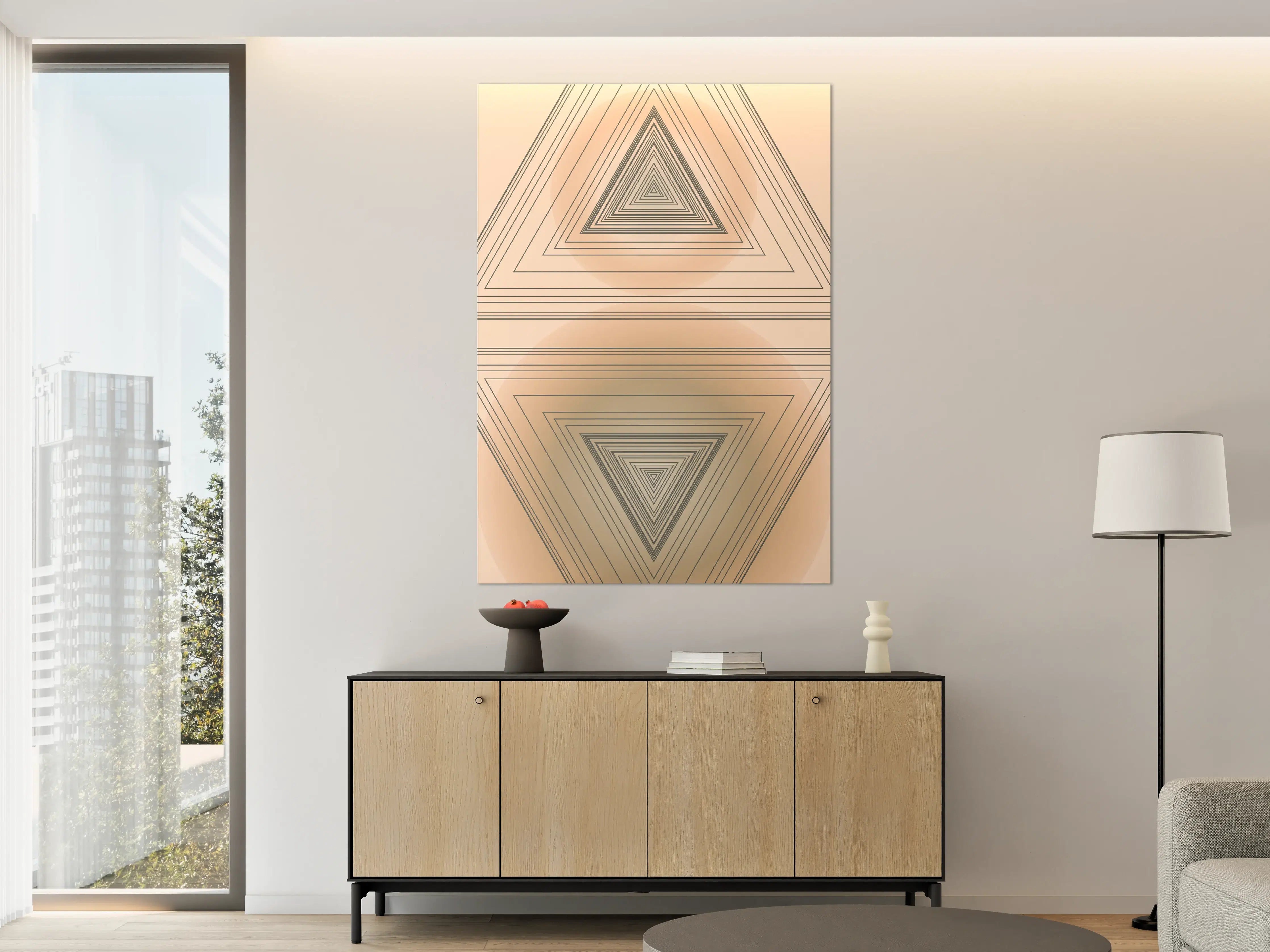 Große Wandbilder - Geometrisches Triangel-Motiv in sanften Farben