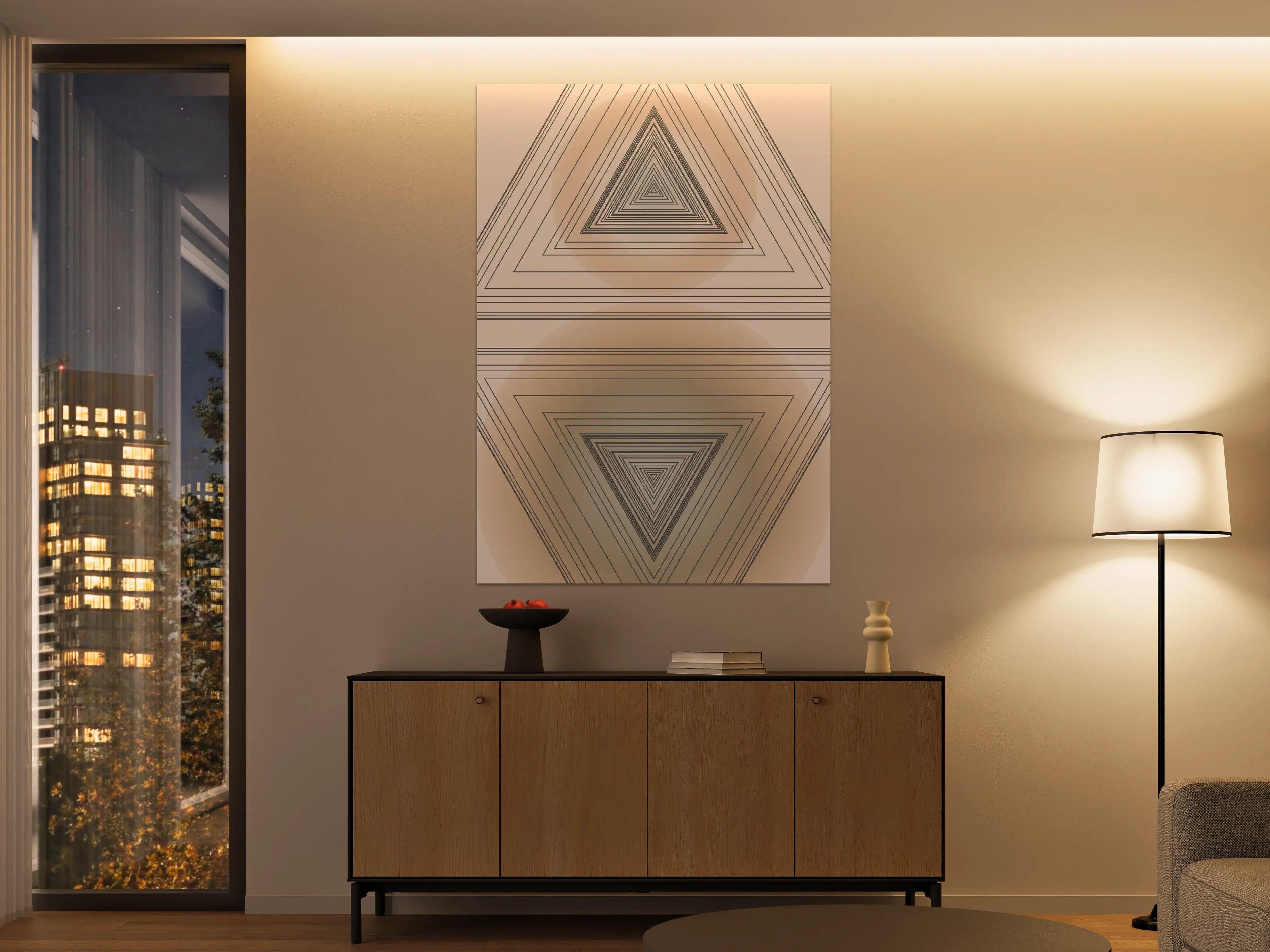 Große Wandbilder - Geometrisches Triangel-Motiv in sanften Farben