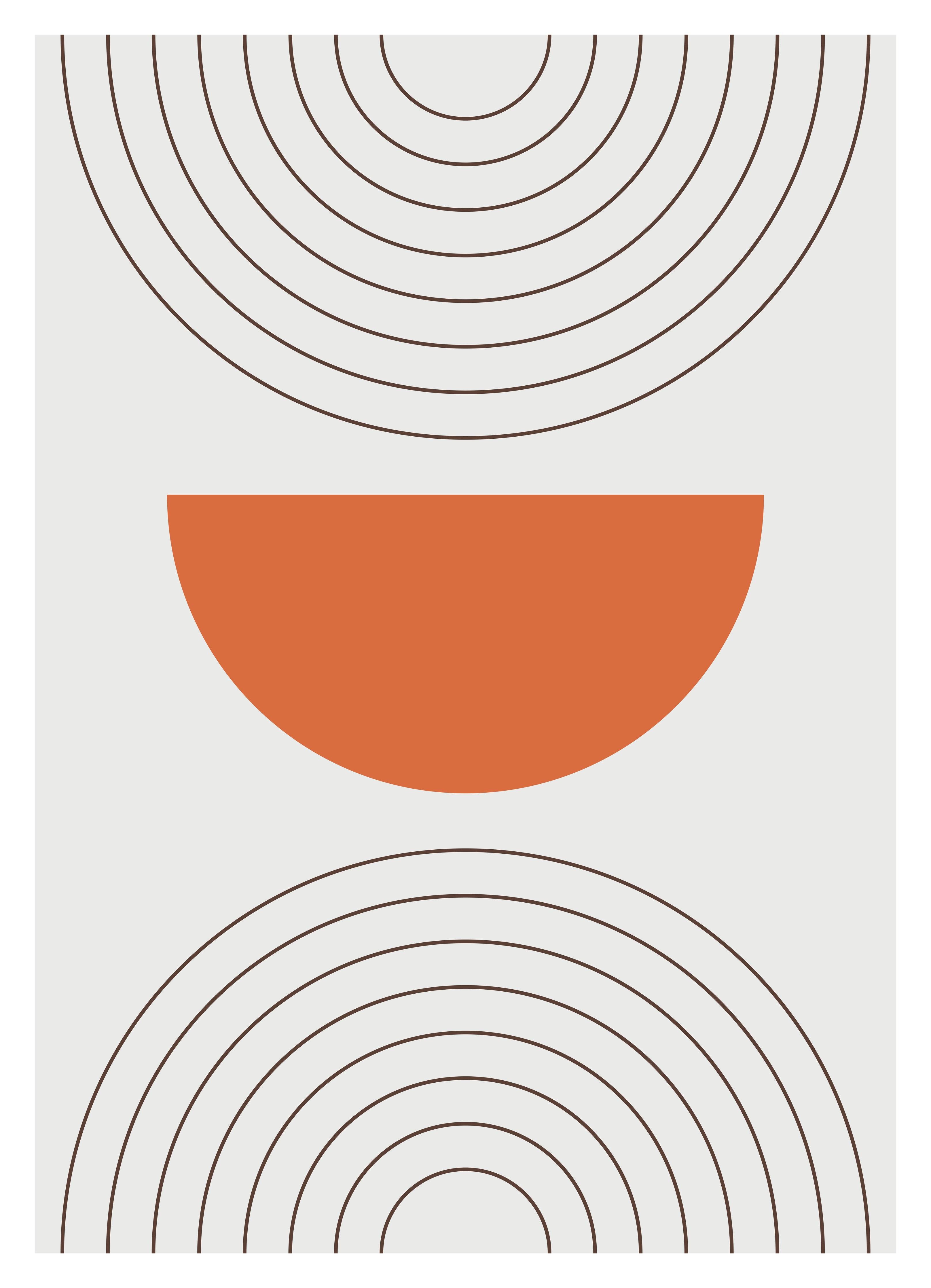 Große Wandbilder-Geometrisches Wandbild mit Kreisen und Halbkreisen in Erde-Tönen