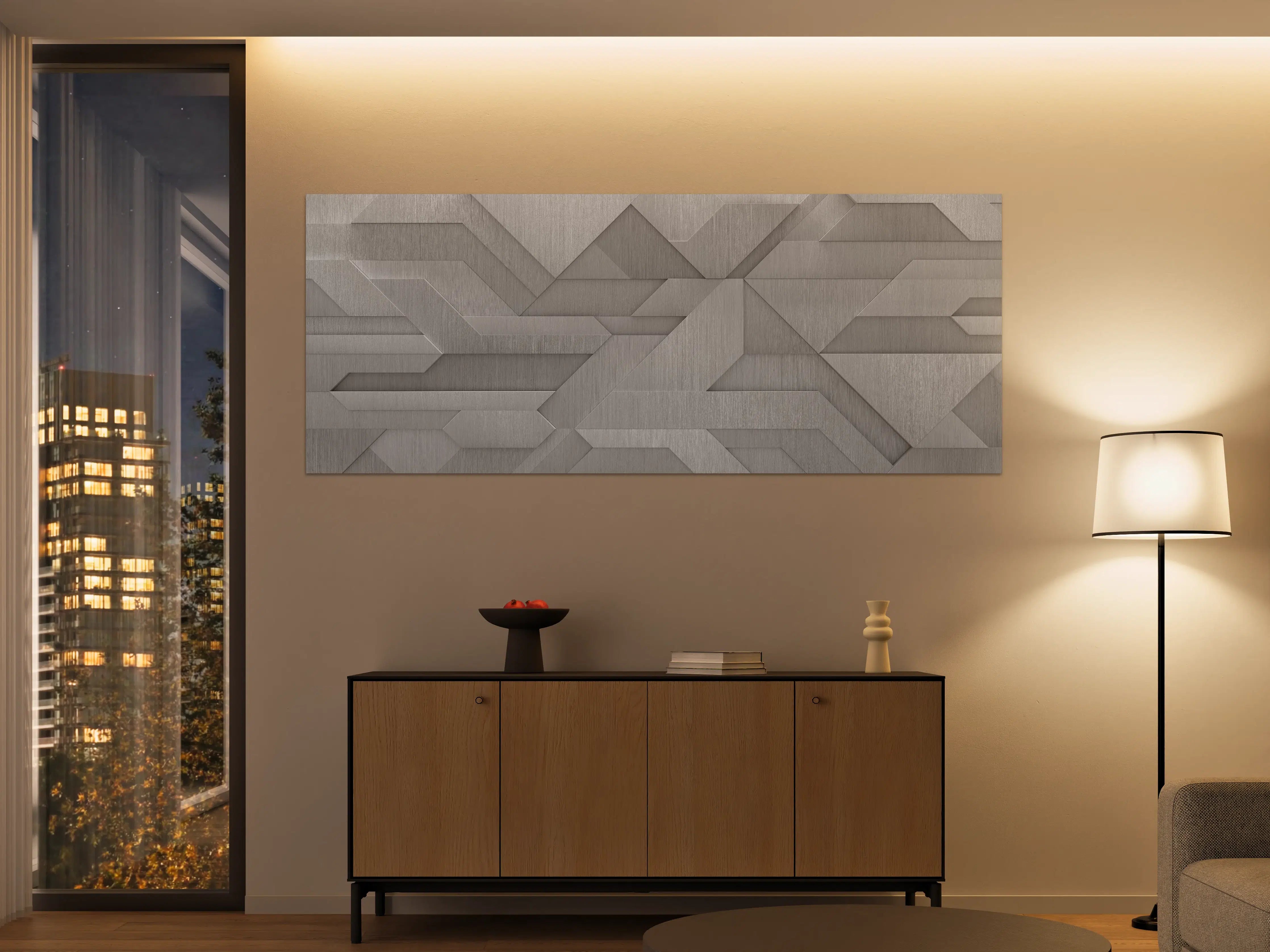 Große Wandbilder - Geometrisches Weiß-Metallic-Muster