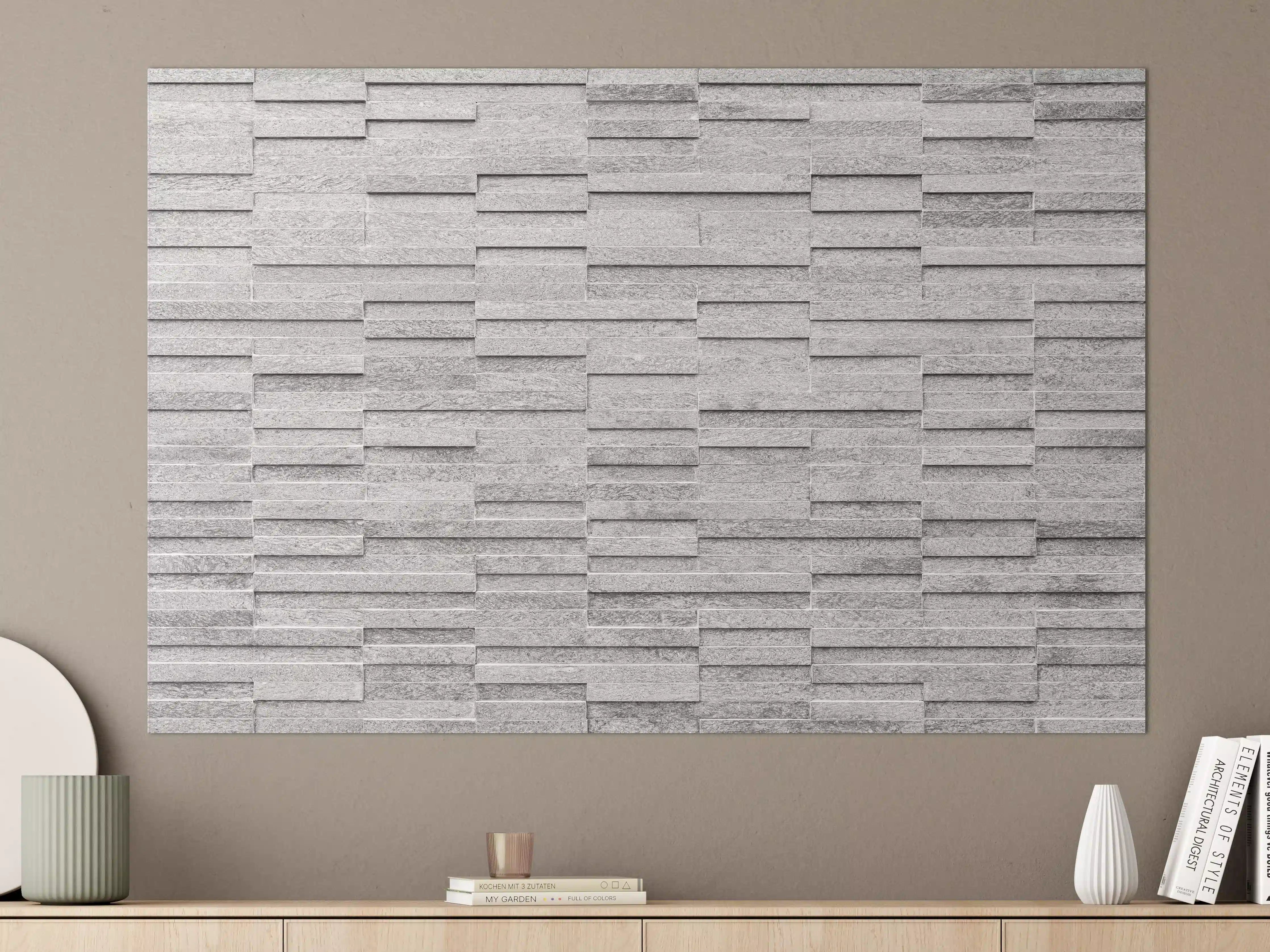 Große Wandbilder - Geriffelte gräuliche Backsteinmauer