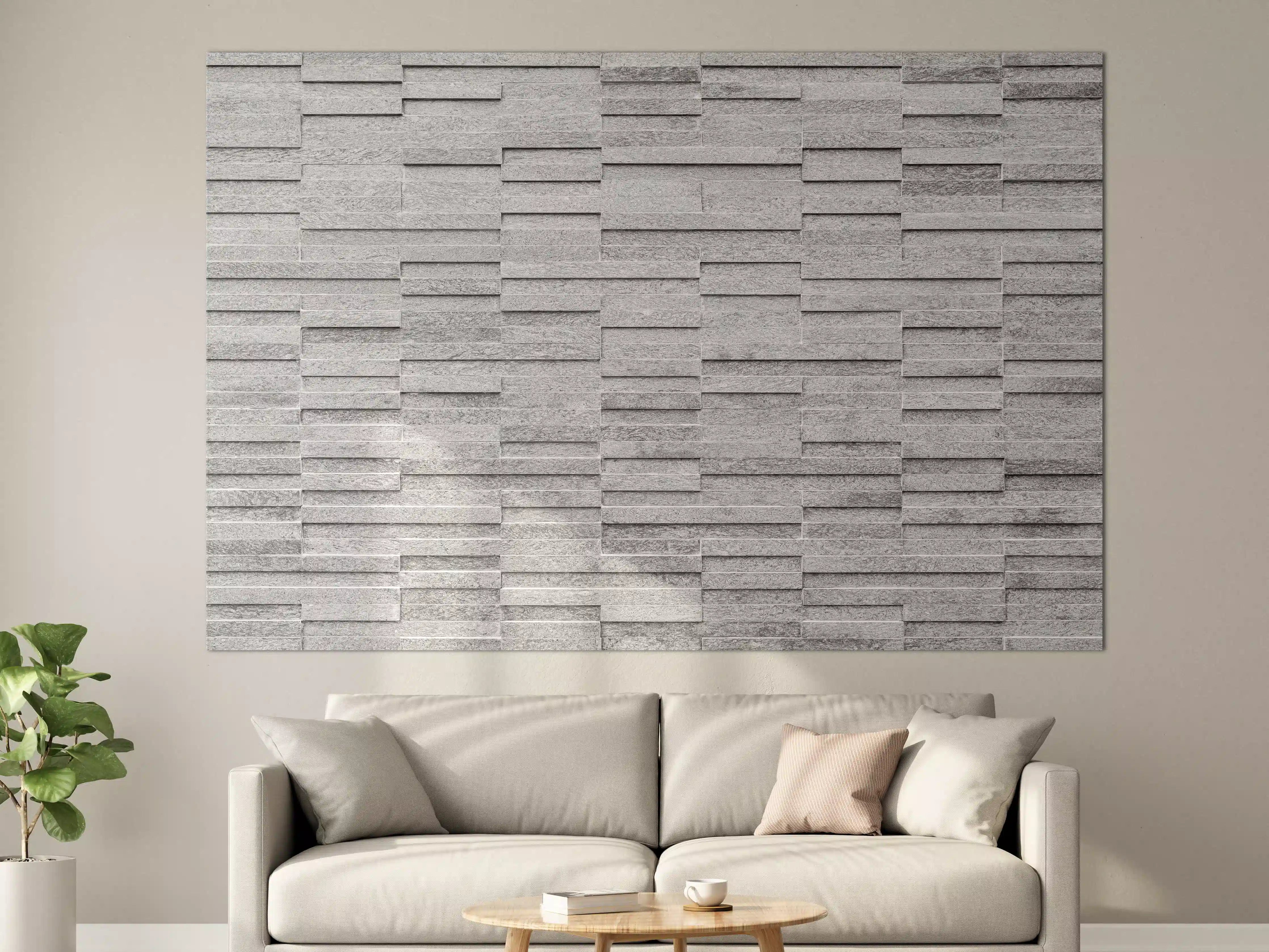 Große Wandbilder - Geriffelte gräuliche Backsteinmauer