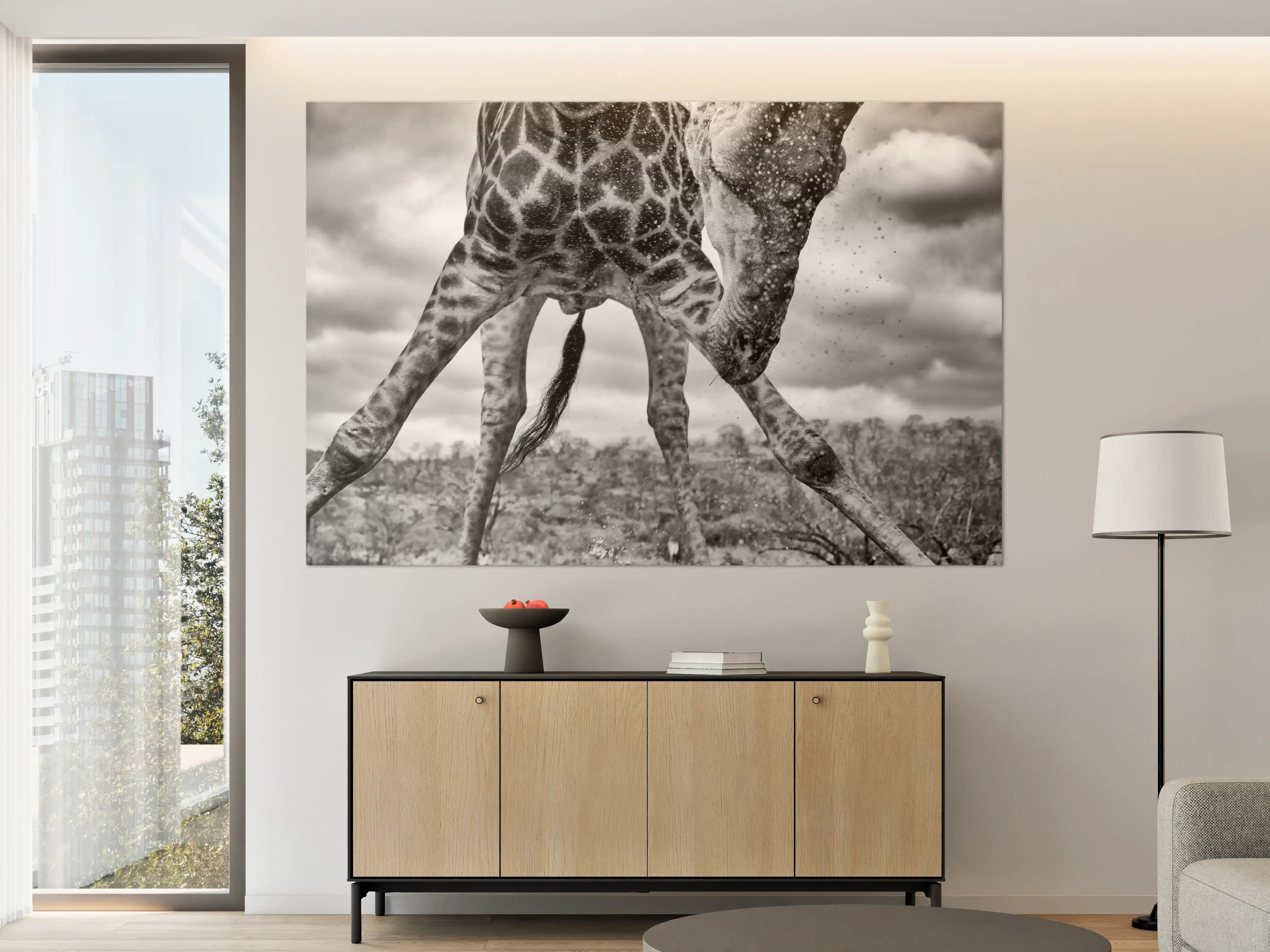Große Wandbilder - Giraffe Schwarz-Weiß Splish