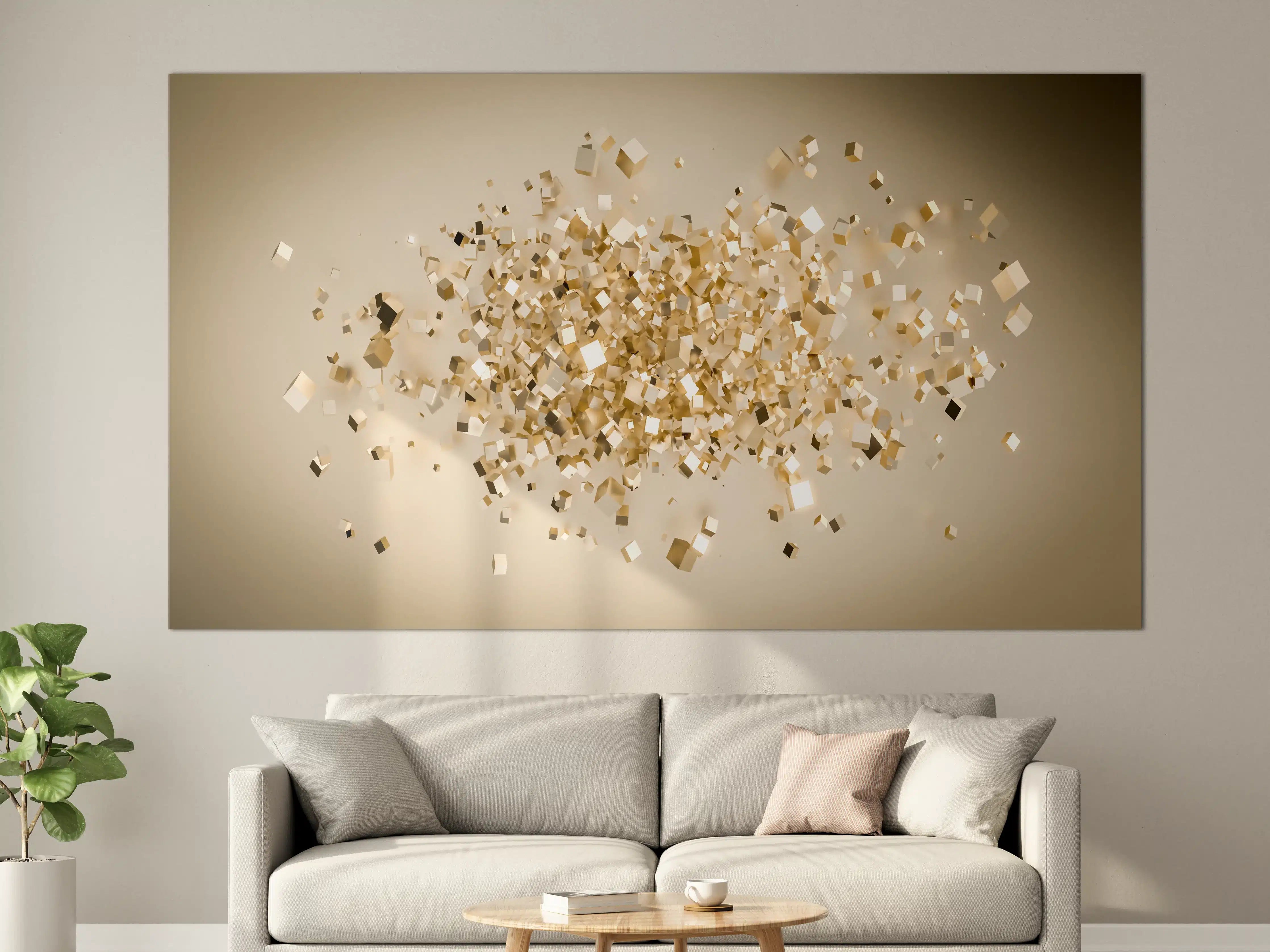 Große Wandbilder - Glänzende Goldwürfel 3D