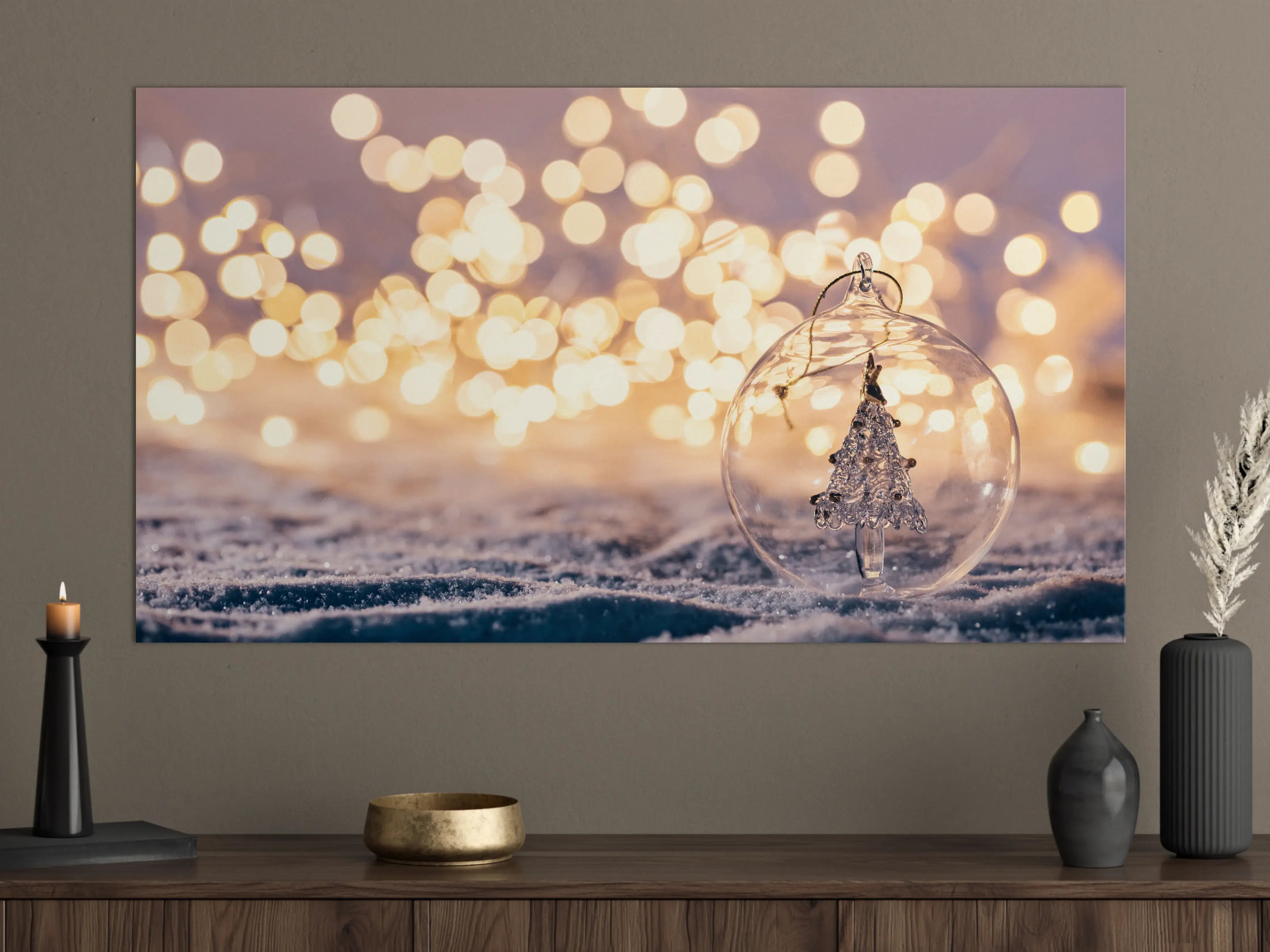 Große Wandbilder - Glitzernde Winterzauber Glas-Kugel