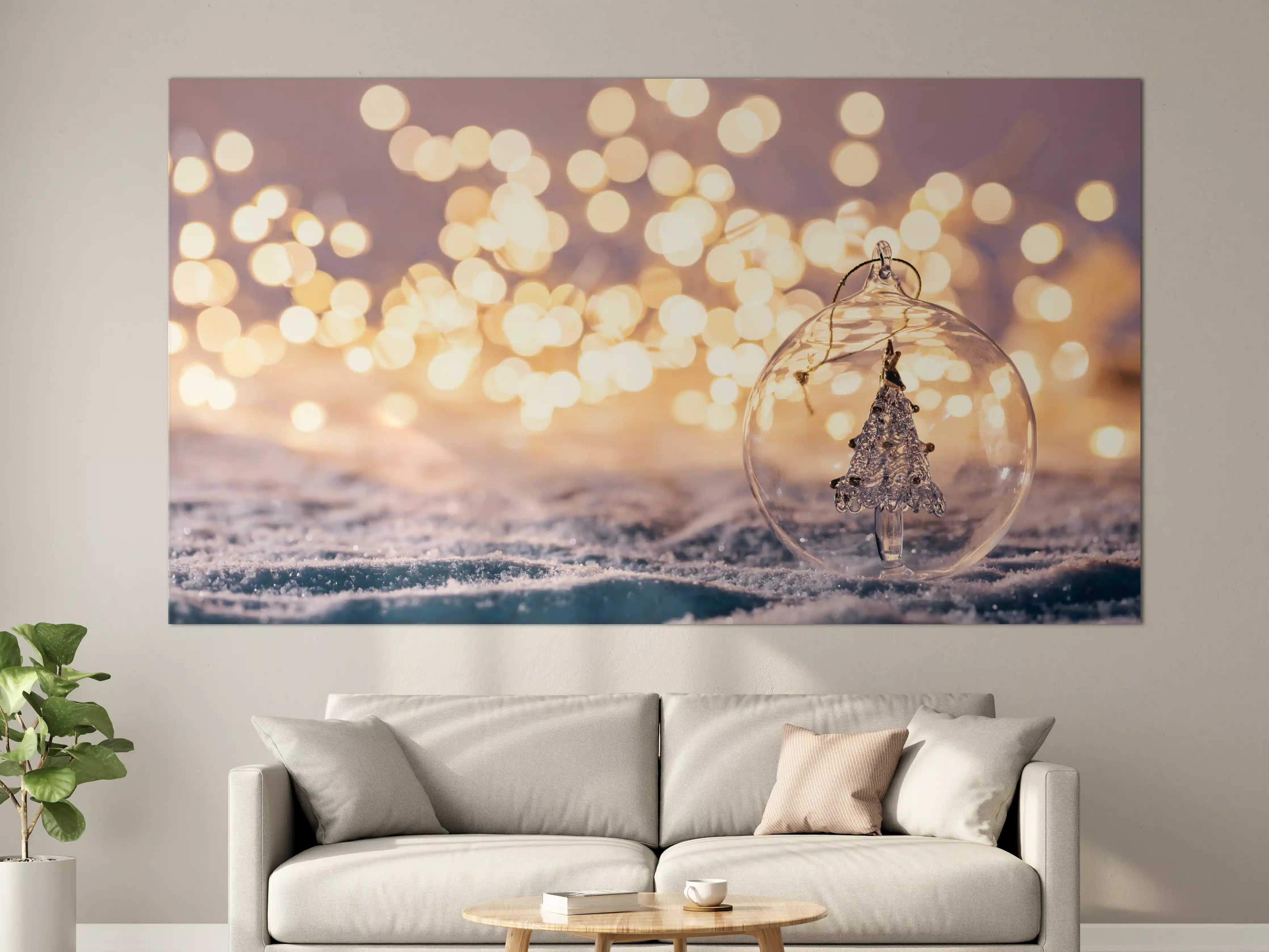 Große Wandbilder - Glitzernde Winterzauber Glas-Kugel