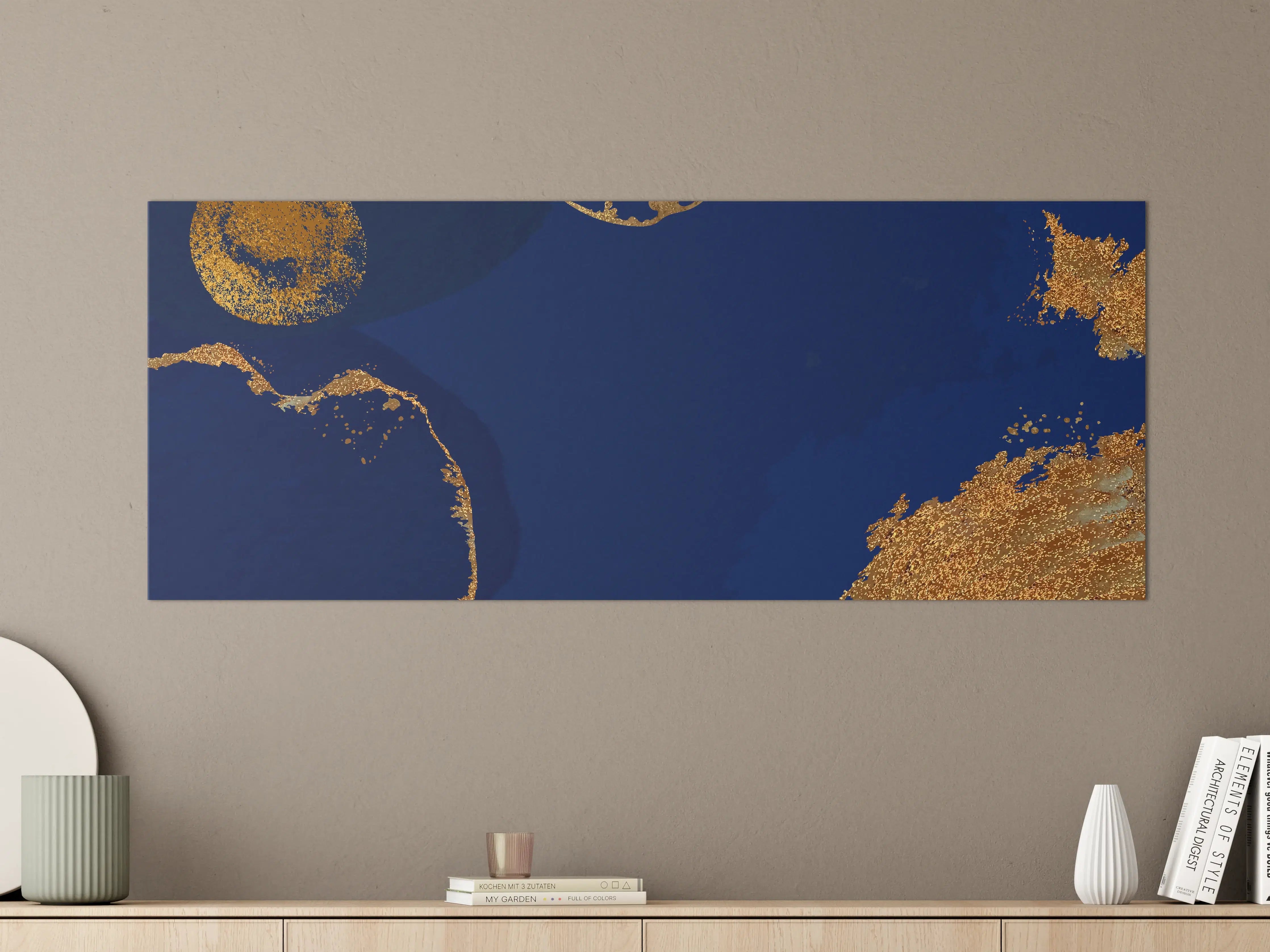 Große Wandbilder - Gold-Blauer Abstrakter Entwurf