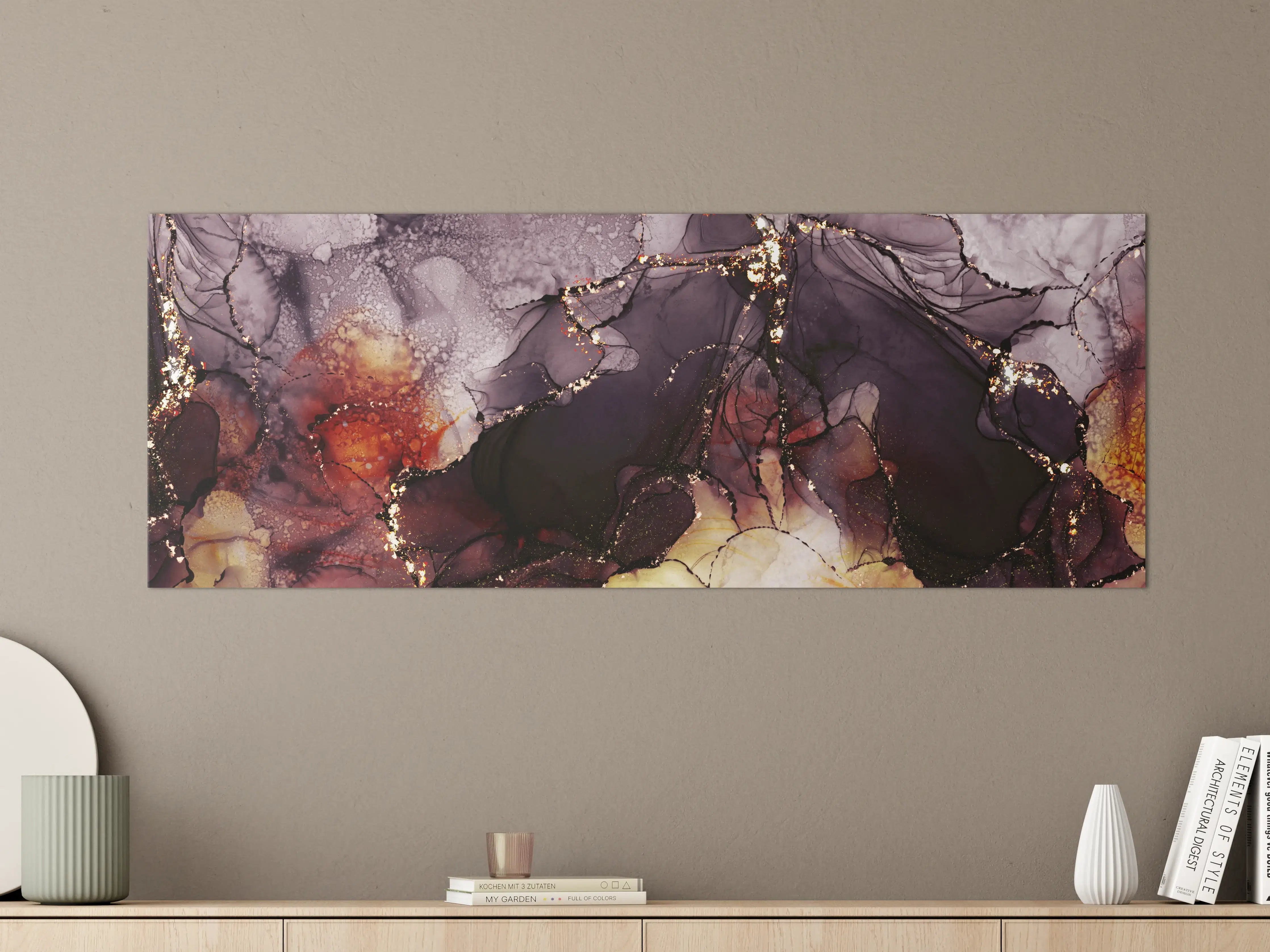 Große Wandbilder - Gold-Schimmer Fluid Art Design