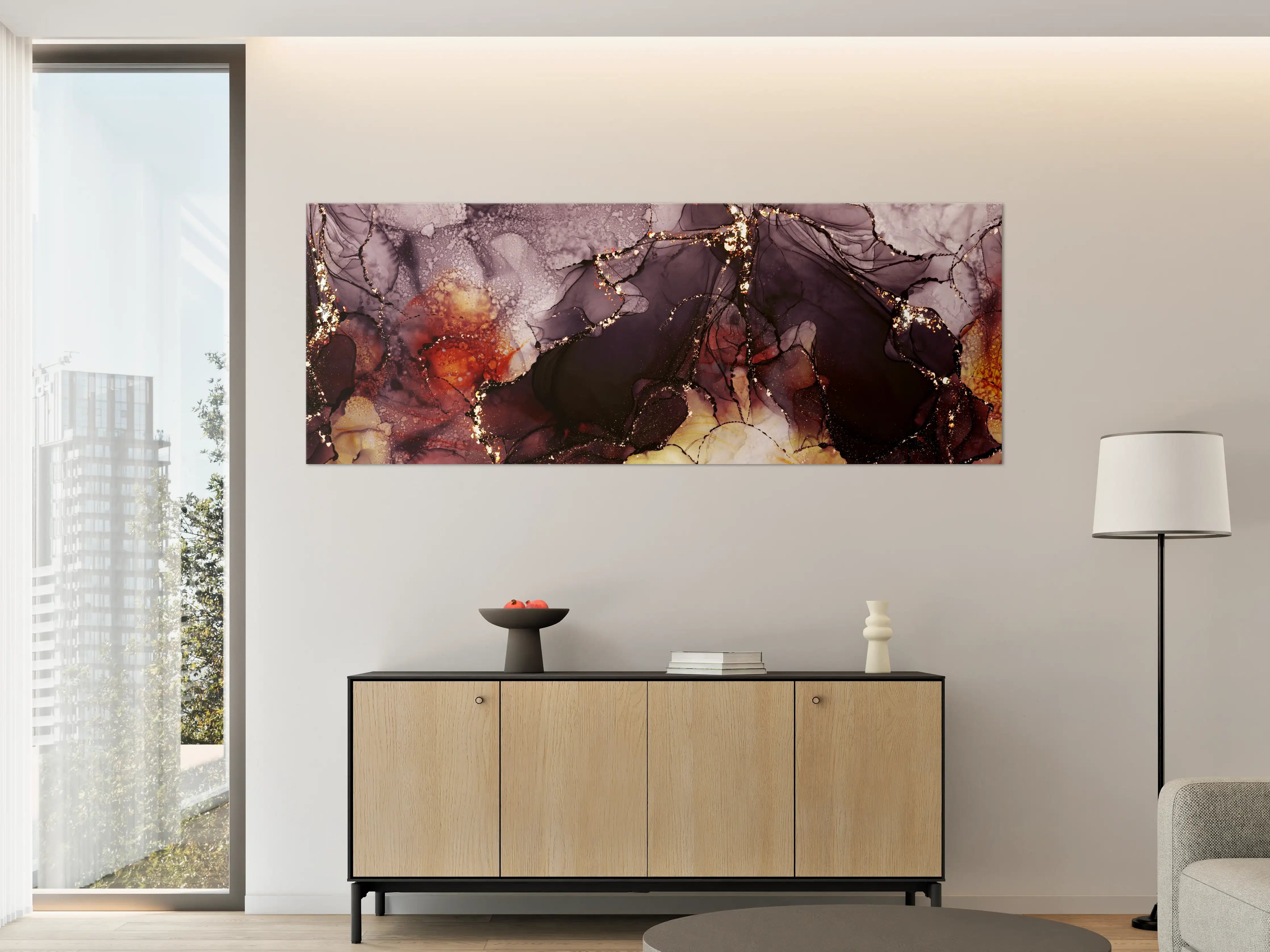 Große Wandbilder - Gold-Schimmer Fluid Art Design