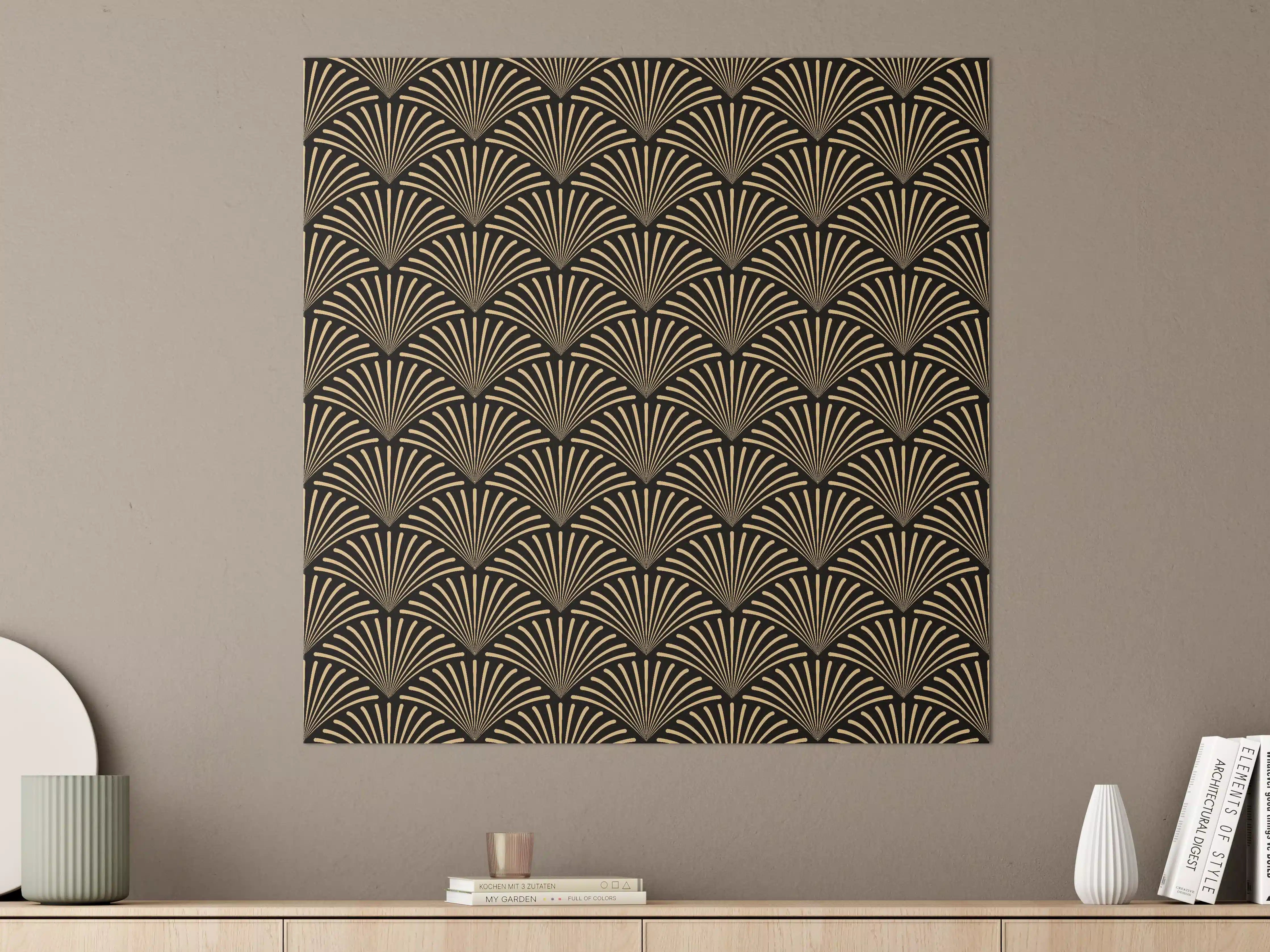 Große Wandbilder - Gold-Schwarz Art Déco Muster